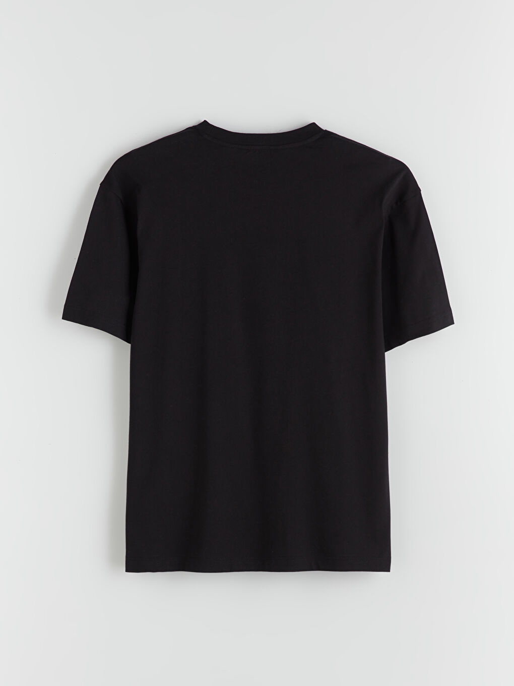 Siyah Bisiklet Yaka Nostaljik Maymun Baskılı Penye Erkek Tişört-5