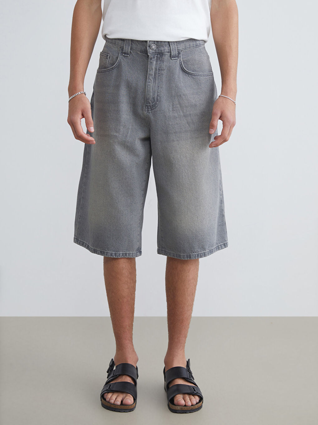 LCW Jeans Χαλαρή Εφαρμογή Ανδρικά Τζιν Σορτς -S5RK50Z8-GRD