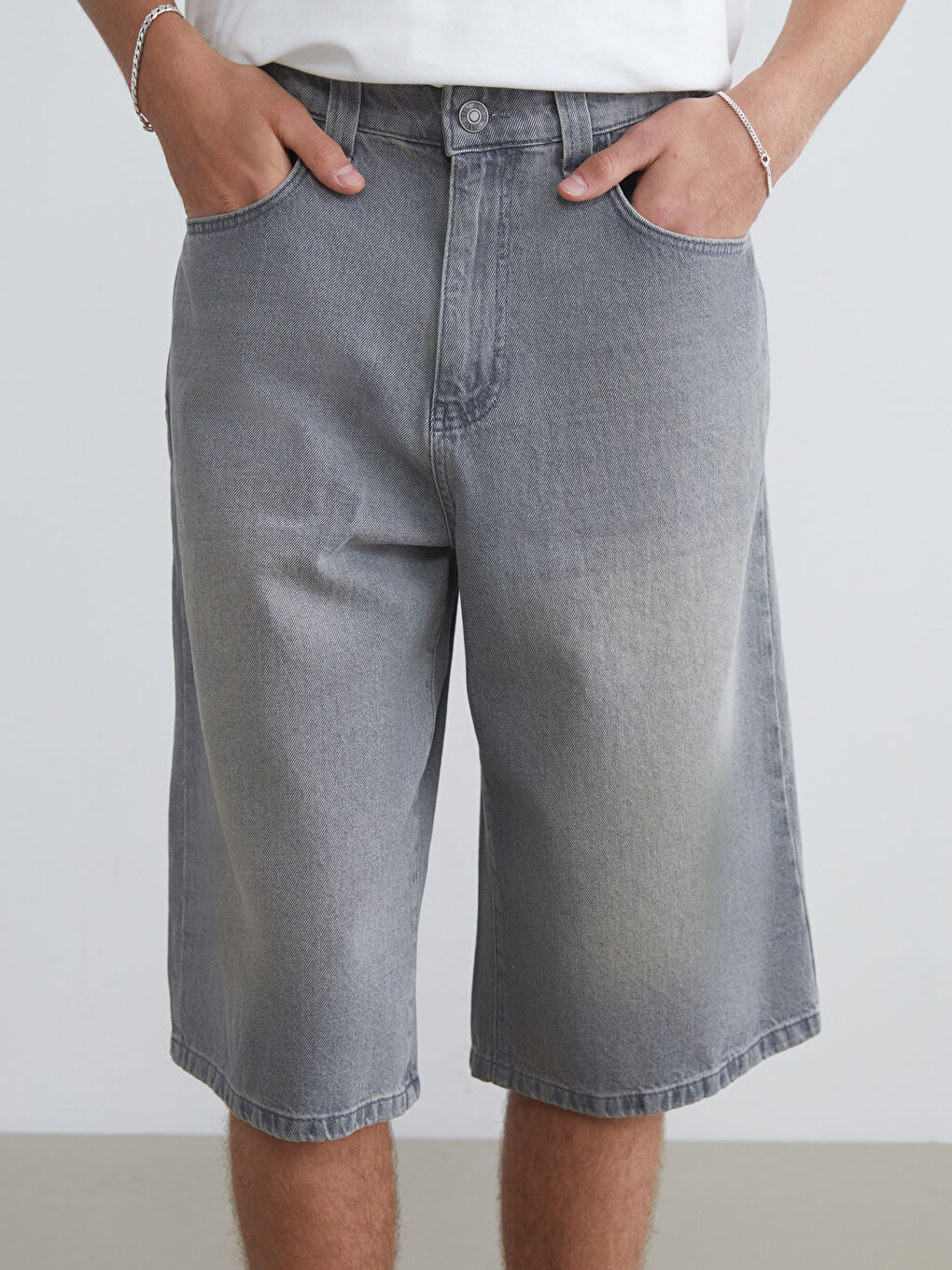 LCW Jeans Χαλαρή Εφαρμογή Ανδρικά Τζιν Σορτς -S5RK50Z8-GRD