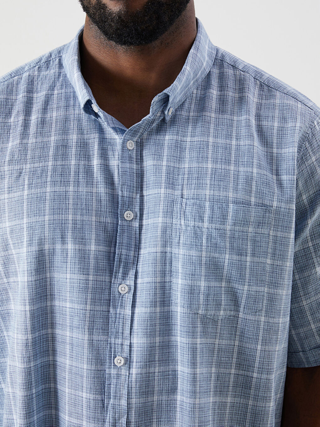 Regular Fit Short Sleeve Plaid Men's Shirt -S5RK75Z8-LMR