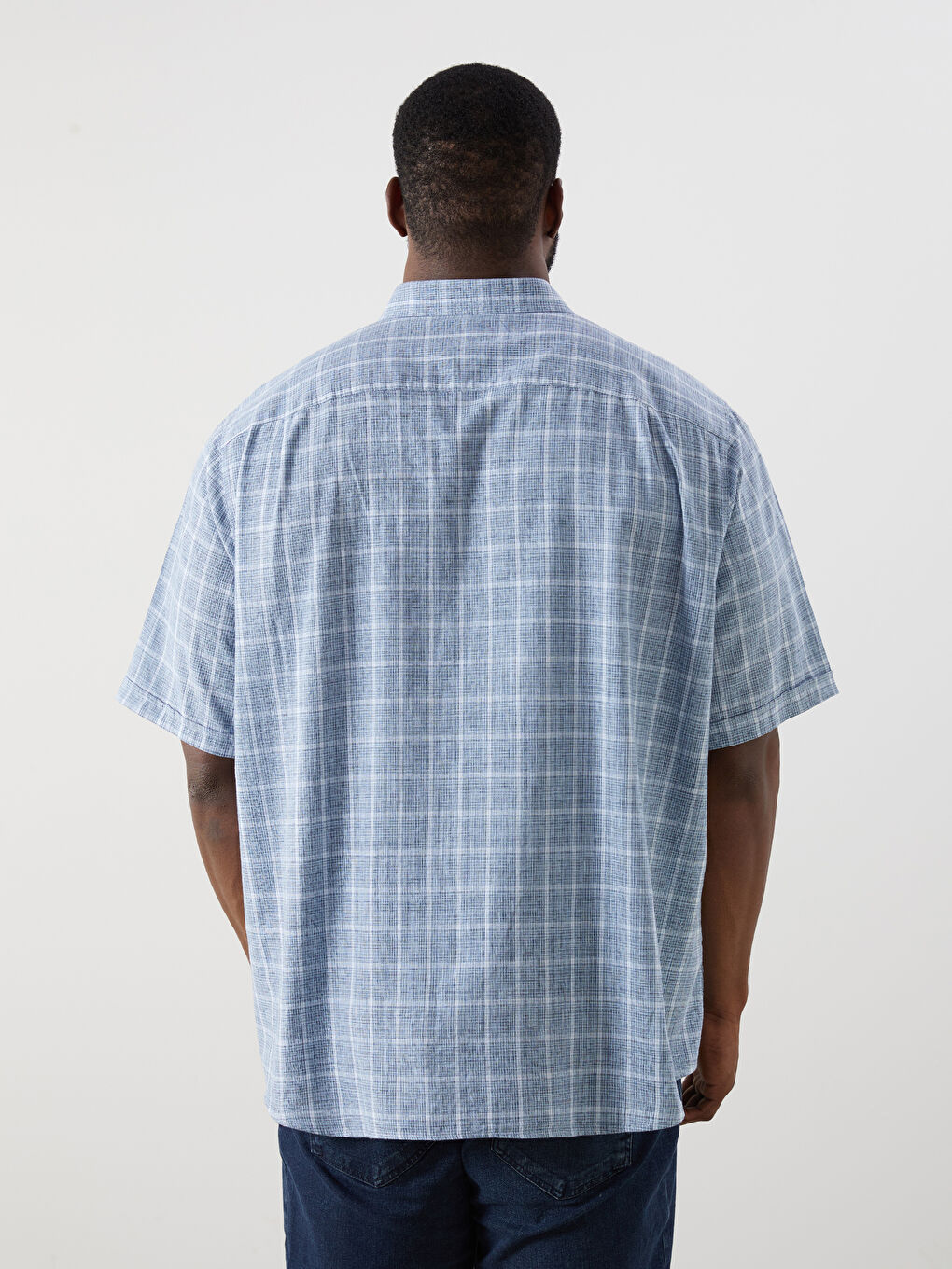 Regular Fit Short Sleeve Plaid Men's Shirt -S5RK75Z8-LMR