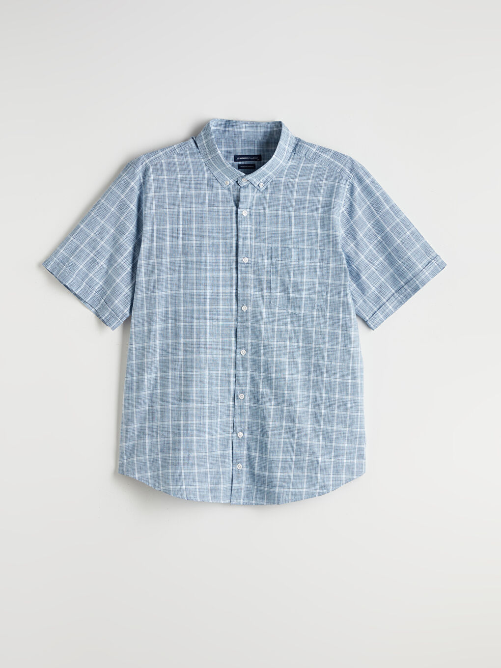 Regular Fit Short Sleeve Plaid Men's Shirt -S5RK75Z8-LMR