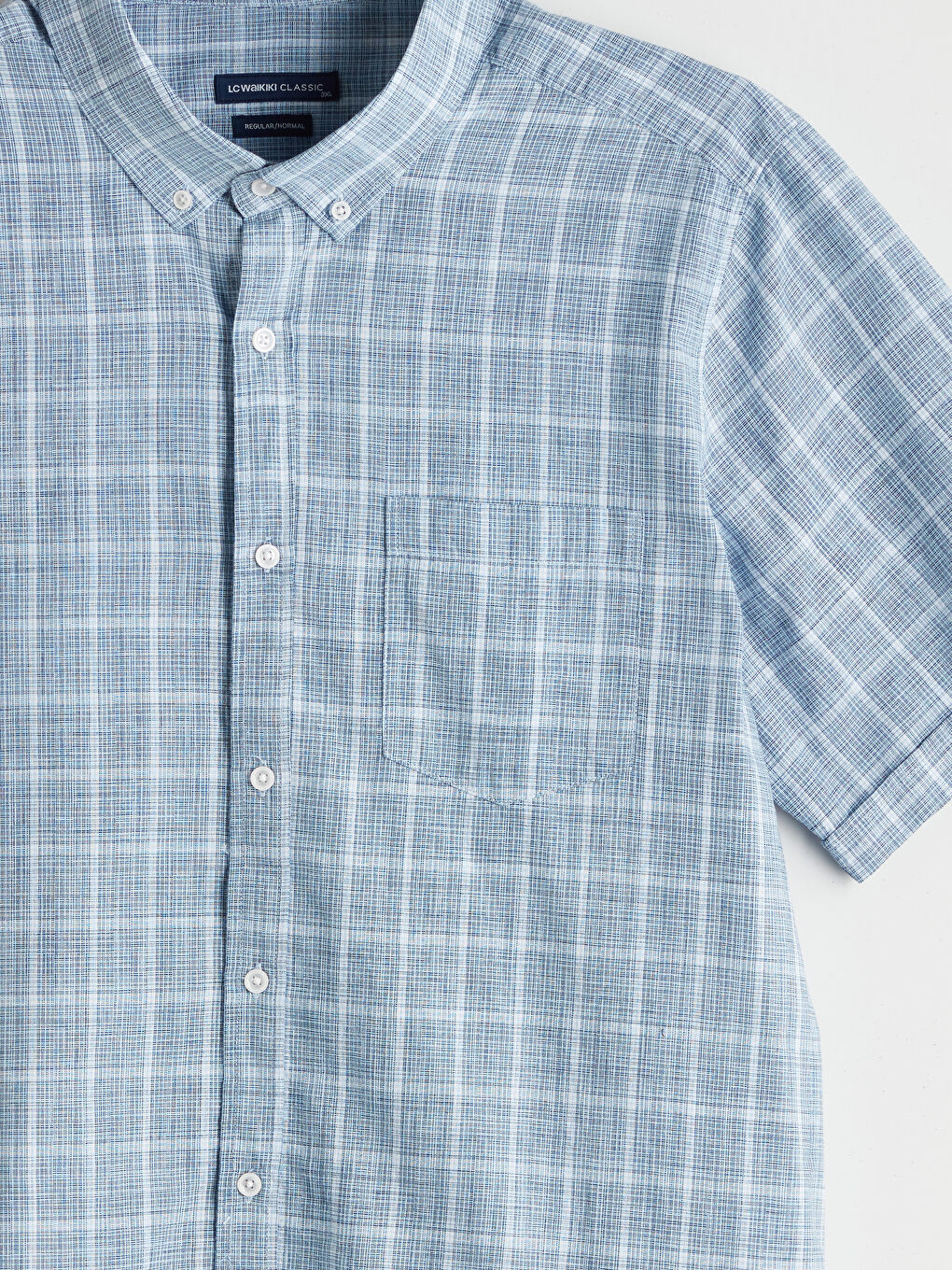 Regular Fit Short Sleeve Plaid Men's Shirt -S5RK75Z8-LMR
