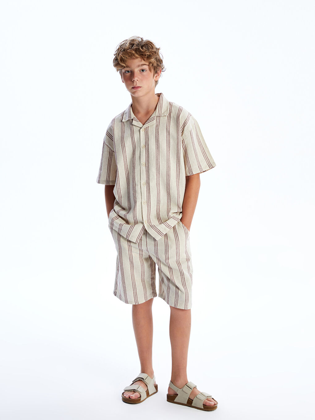 Elasticated Waist Linen Blend Boys' Shorts