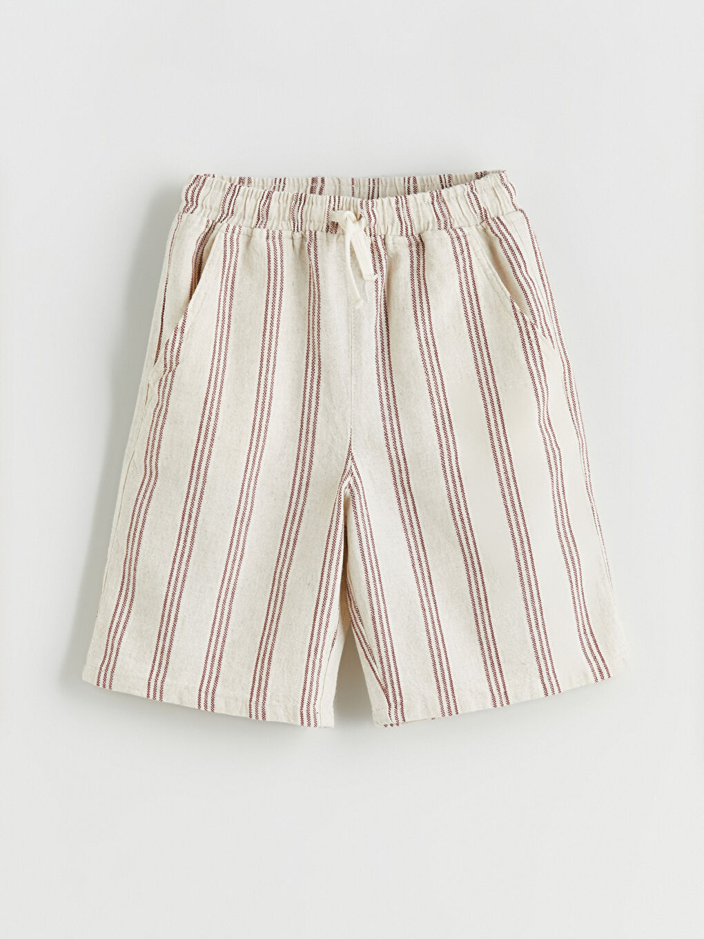 Elasticated Waist Linen Blend Boys' Shorts-1
