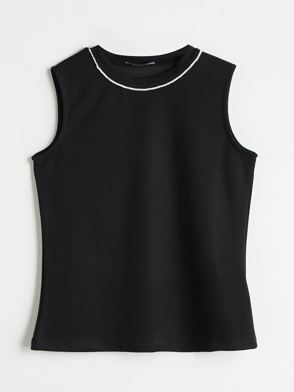 Siyah Bisiklet Yaka Boncuk İşlemeli Kadın Atlet-4