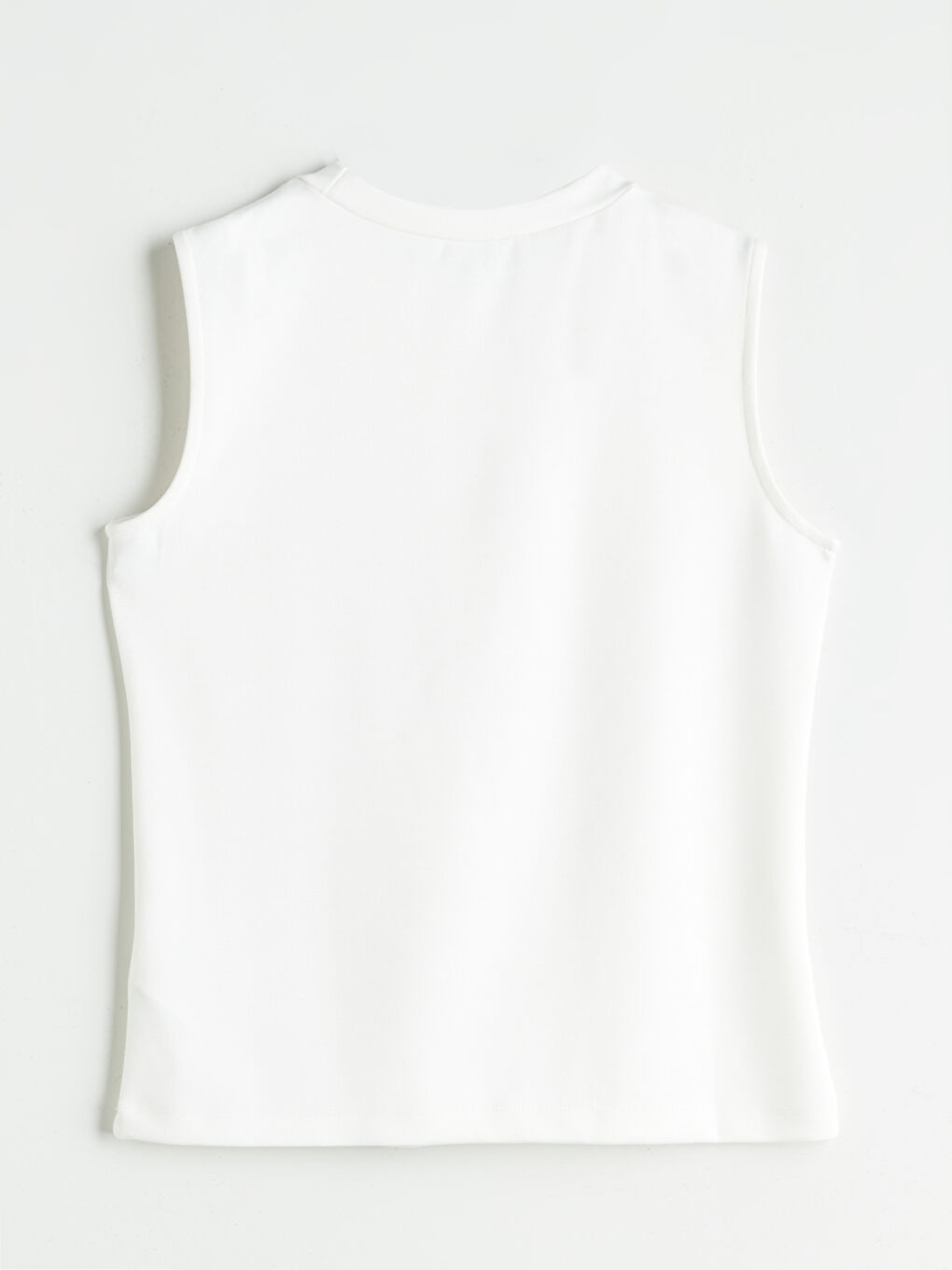 Ekru Bisiklet Yaka Boncuk İşlemeli Kadın Atlet-5