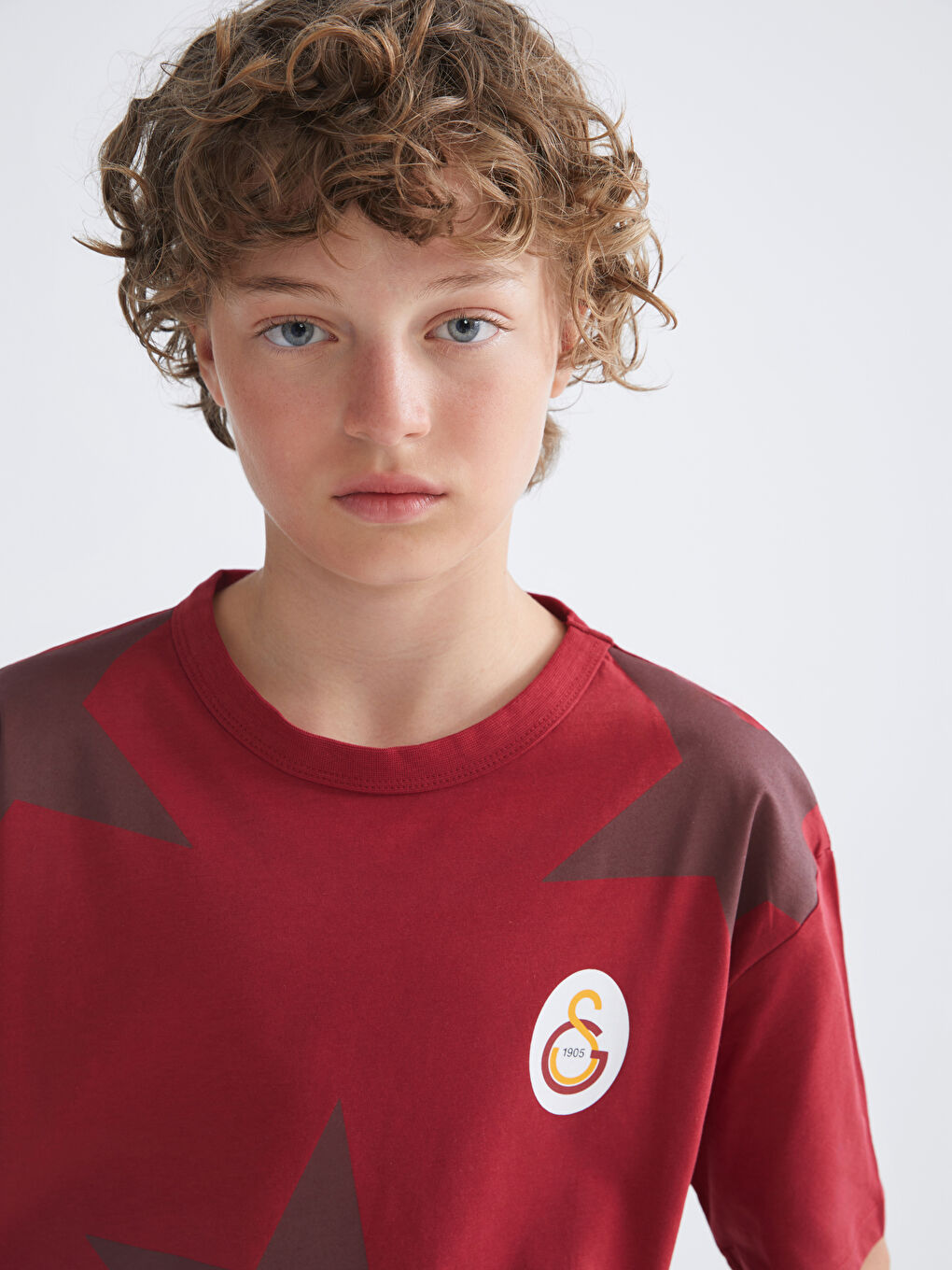 Kırmızı Bisiklet Yaka Galatasaray Baskılı Erkek Çocuk Tişört-2