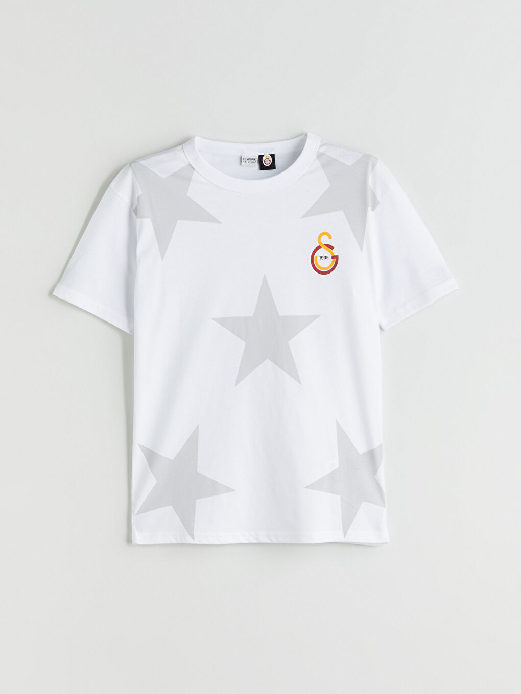 Beyaz Bisiklet Yaka Galatasaray Baskılı Erkek Çocuk Tişört-2