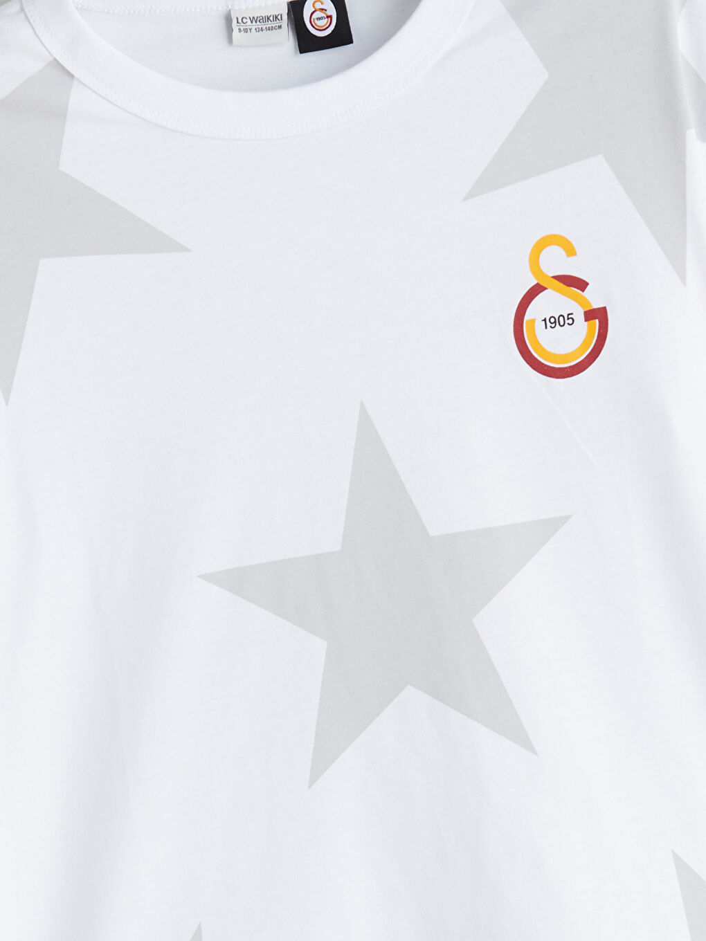 Beyaz Bisiklet Yaka Galatasaray Baskılı Erkek Çocuk Tişört-3