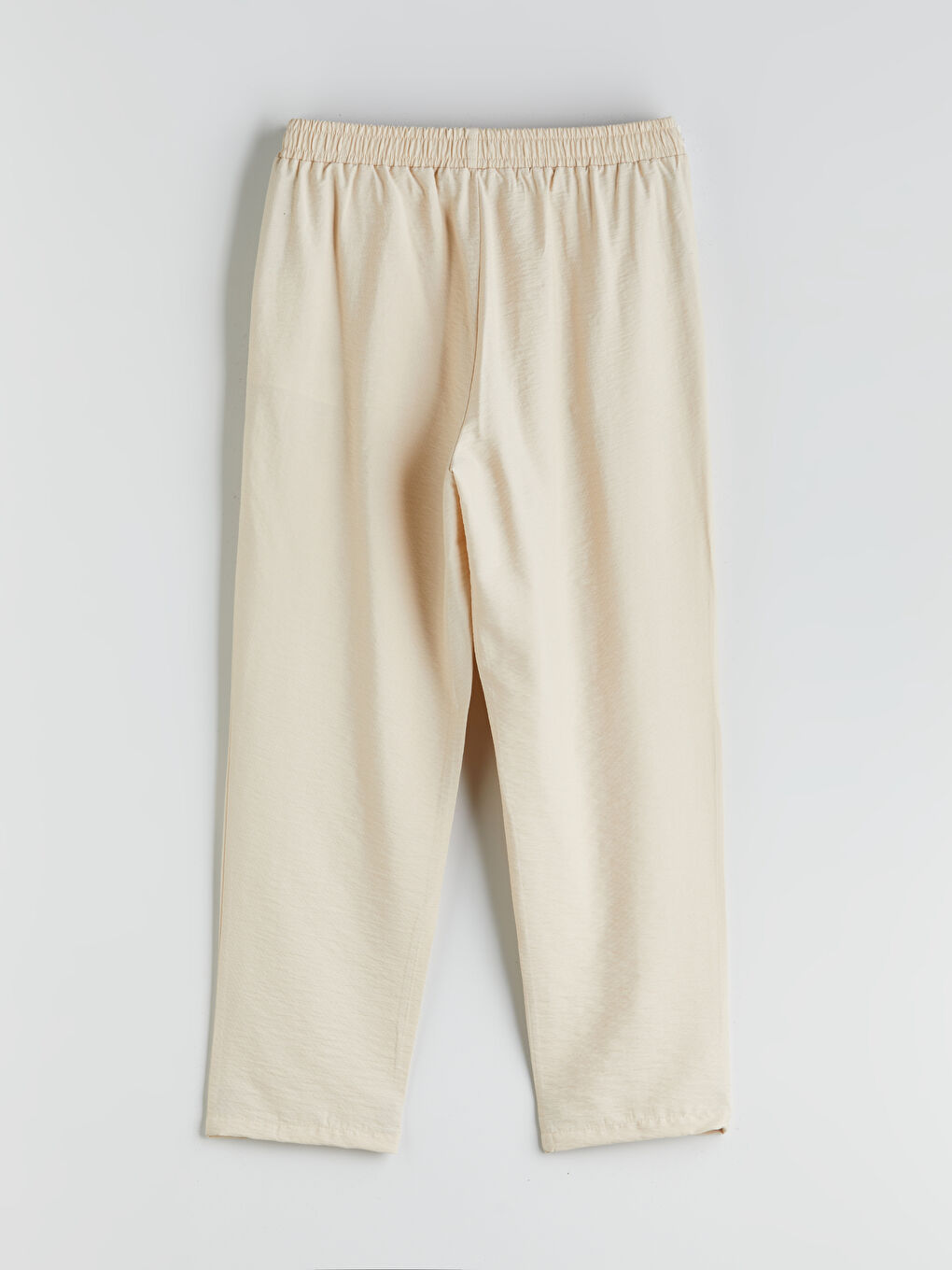 Bej Beli Lastikli Havuç Kesim Kadın Pantolon-5