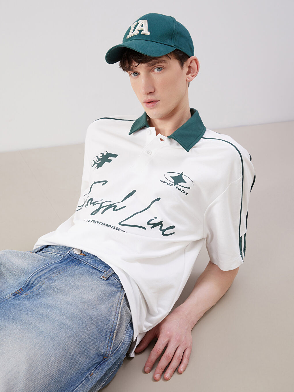 Polo Neck Printed Men's T-Shirt -S5RK96Z8-R9J