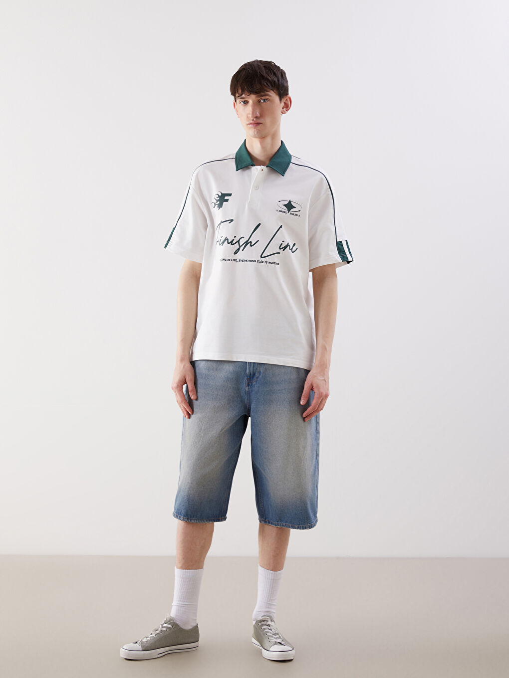 Polo Neck Printed Men's T-Shirt -S5RK96Z8-R9J