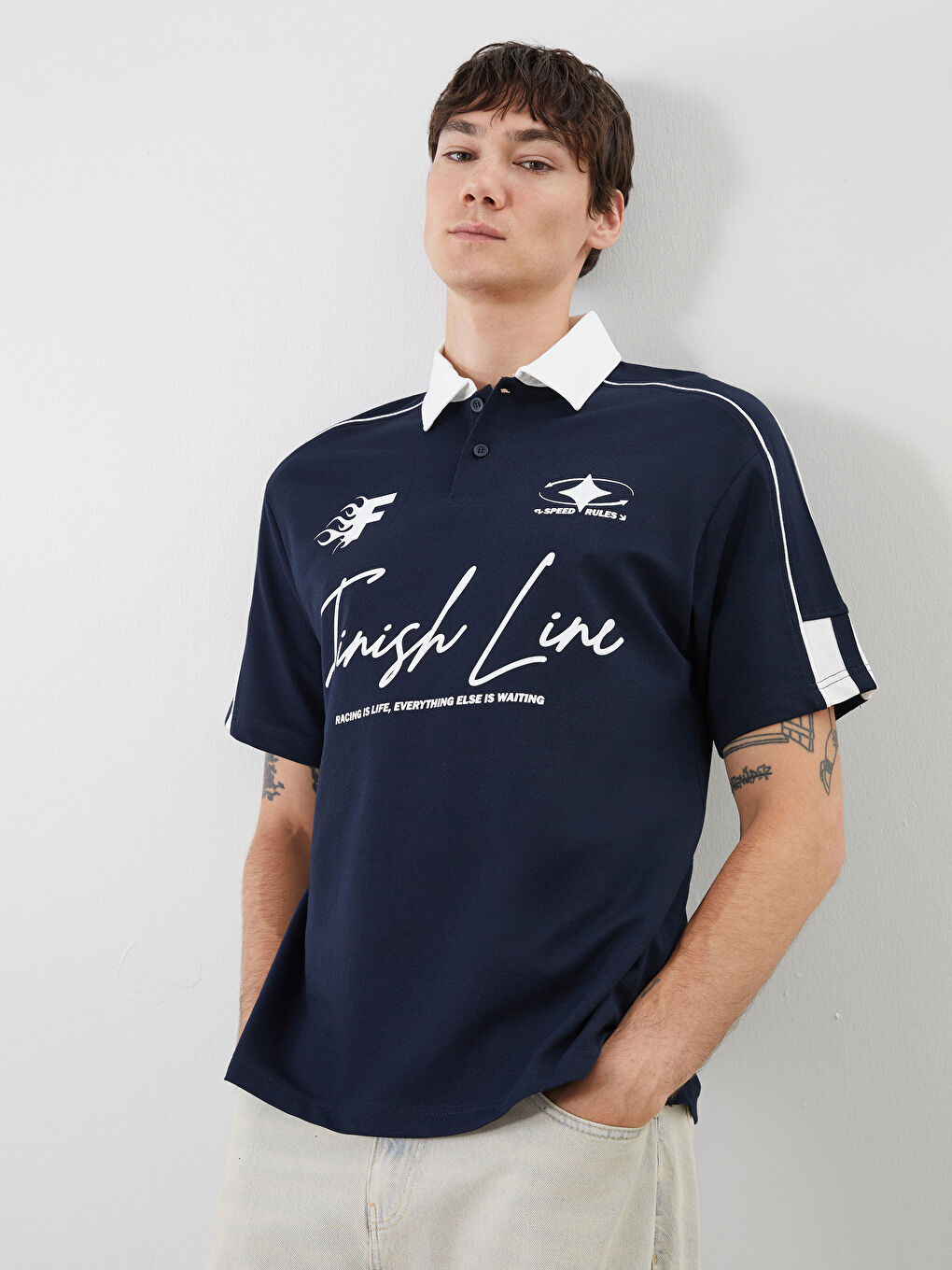 XSIDE Polo Neck Printed Men's T-Shirt -S5RK96Z8-RFD