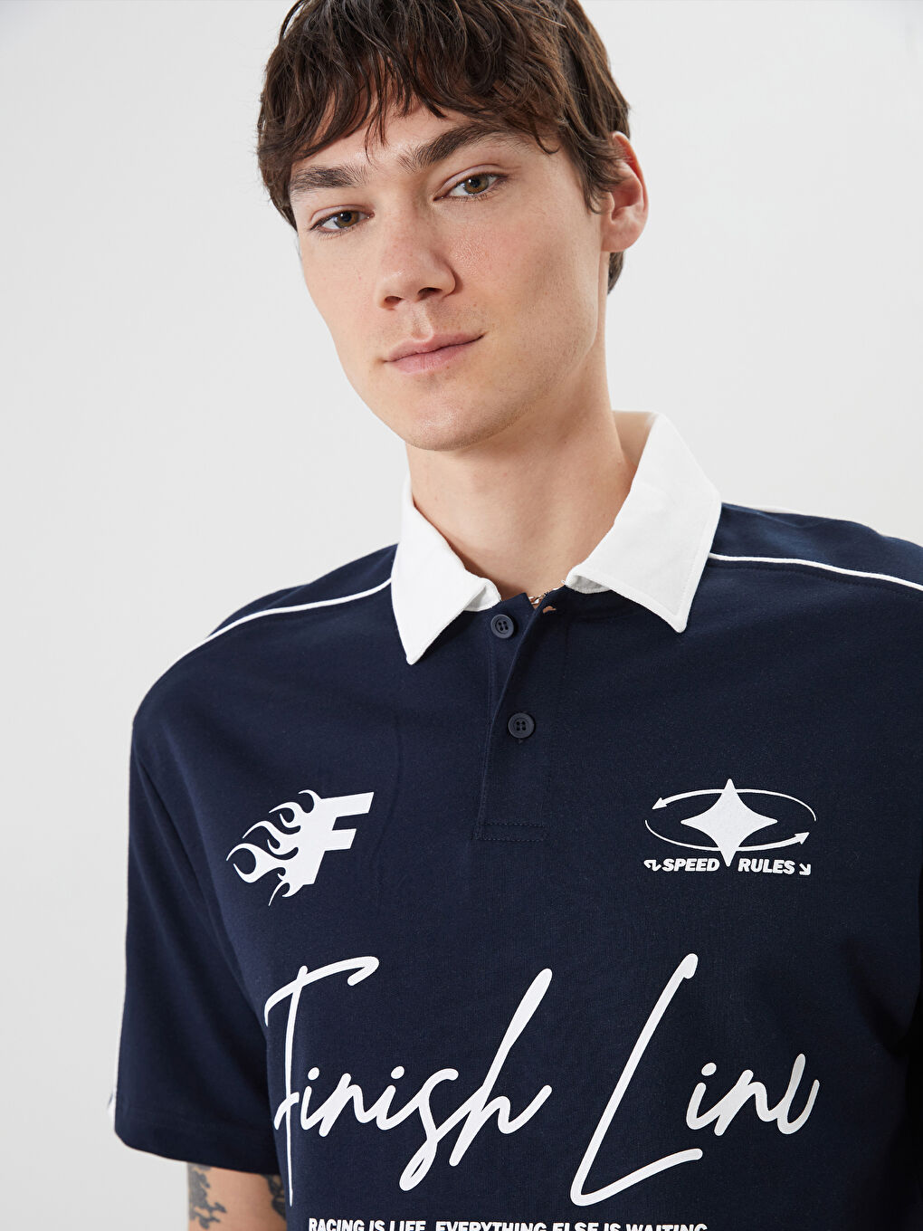 XSIDE Polo Neck Printed Men's T-Shirt -S5RK96Z8-RFD