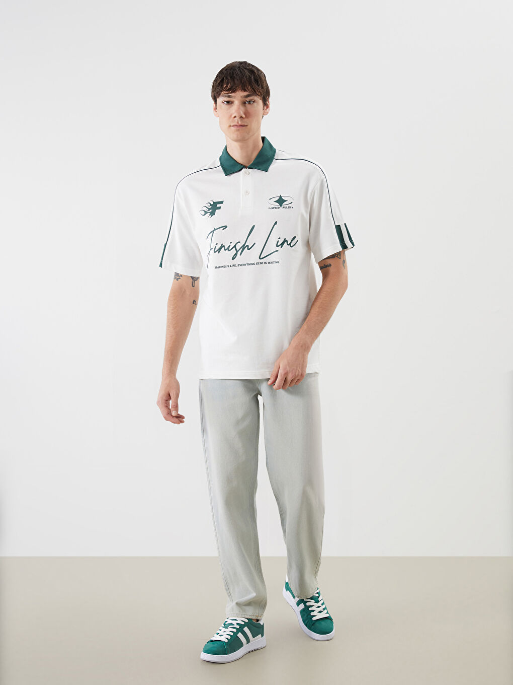 Polo Neck Printed Men's T-Shirt -S5RK96Z8-R9J