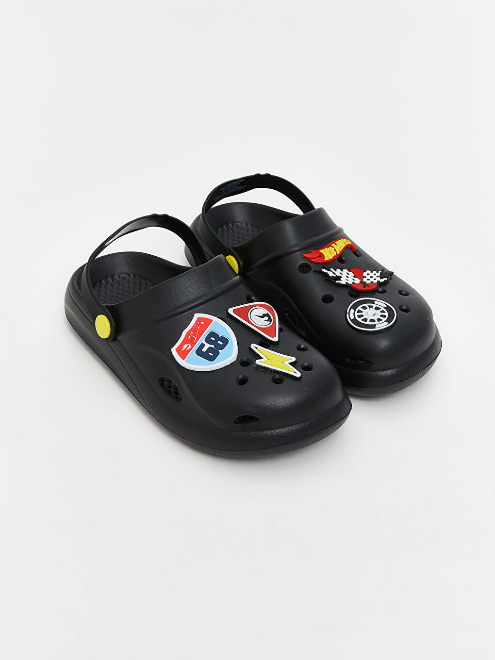 Siyah Hot Wheels Baskılı Erkek Çocuk Plaj Sandaleti