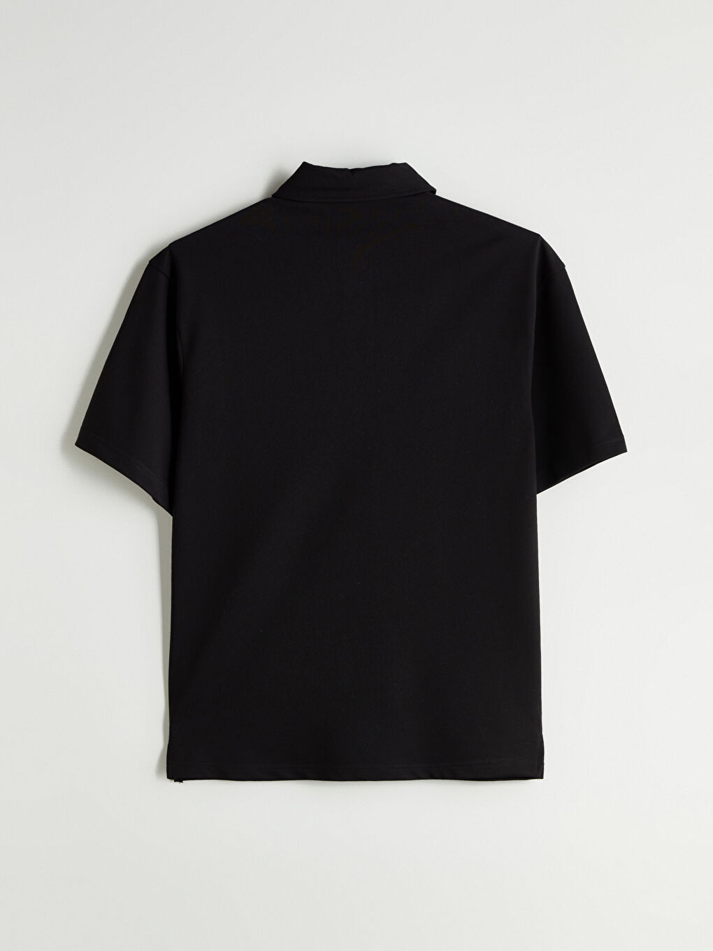 Siyah Polo Yaka Baskılı Erkek Tişört-5