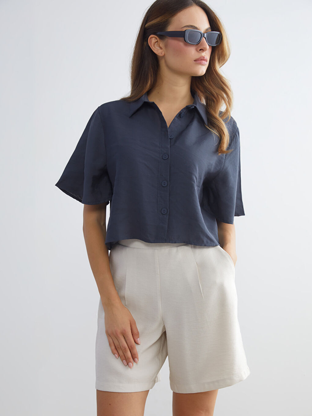 LCWAIKIKI Classic Woman ANTHRACITE Shirt -S5RL07Z8-12M