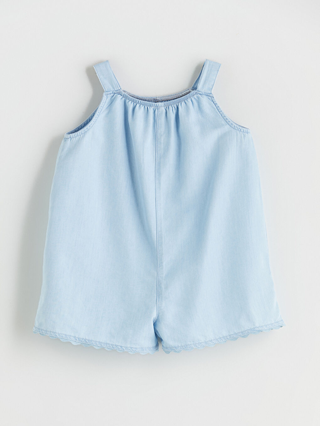 Mavi Çiçek Nakışlı Kız Çocuk Tulum-2