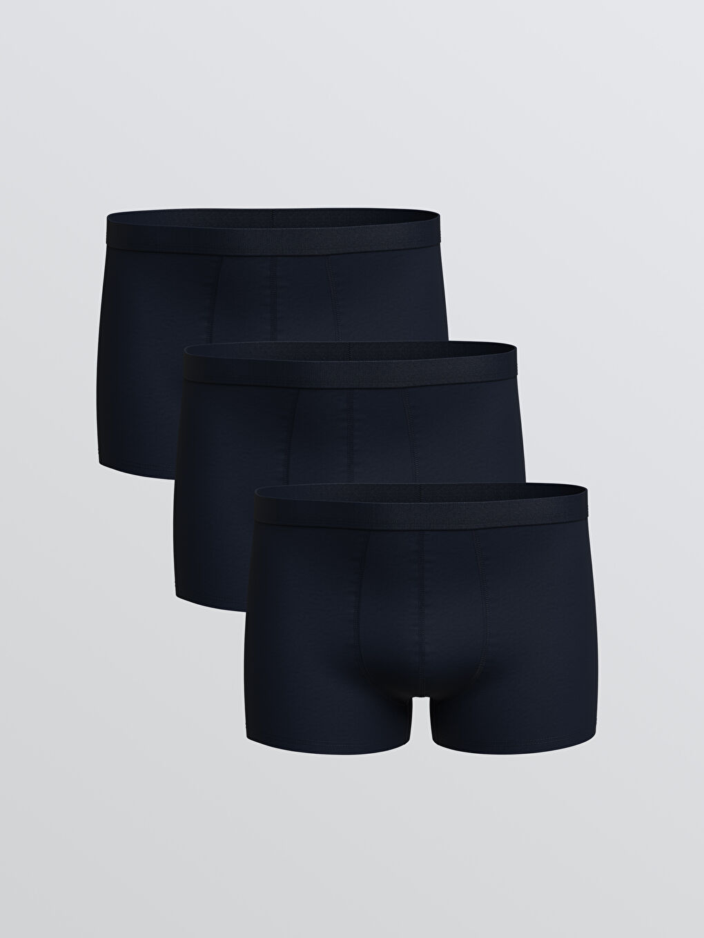 Lacivert Büyük Beden Standart Kalıp Pamuklu Esnek Erkek Boxer 3'lü