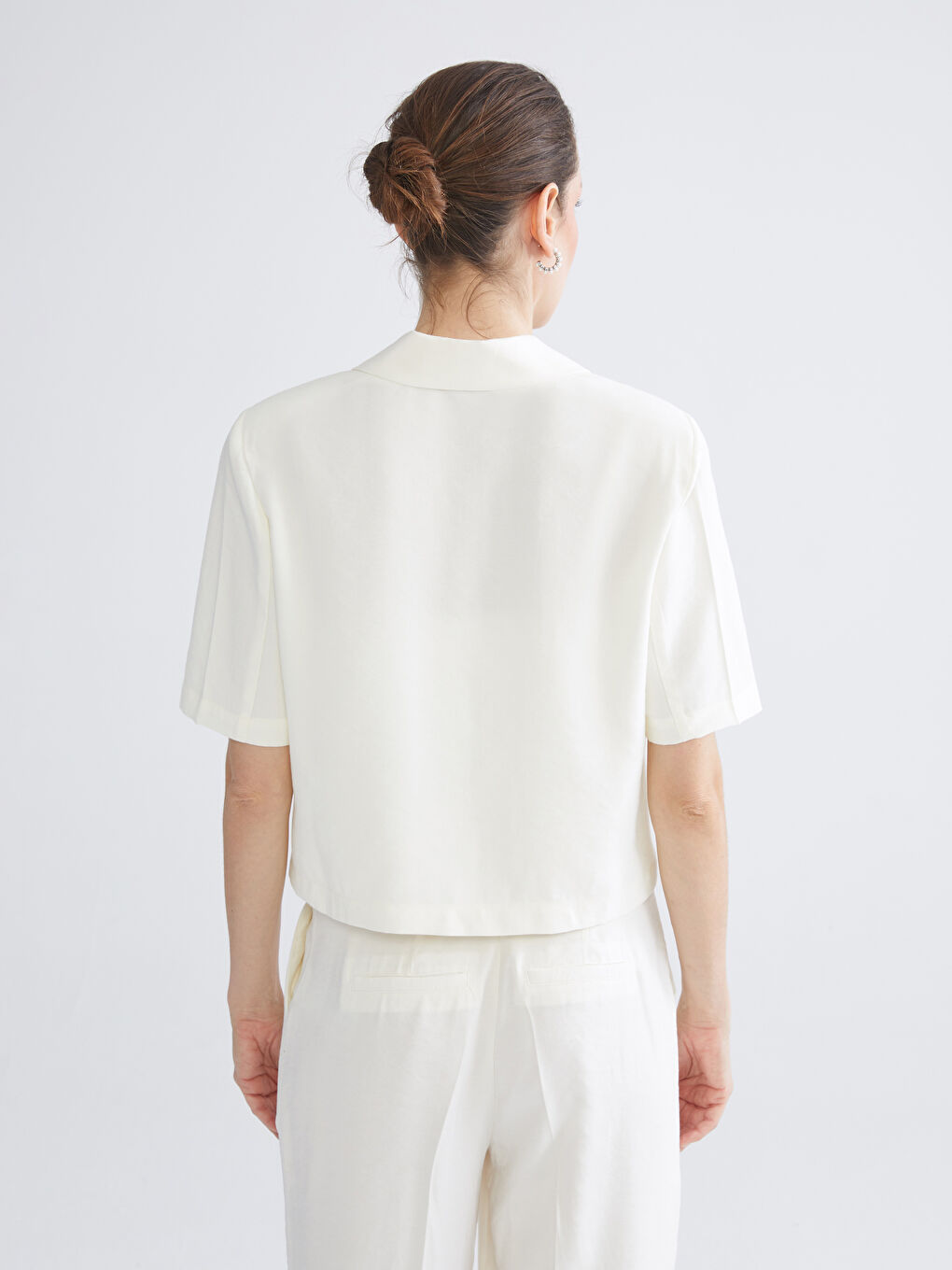 Ekru Gabardin Kadın Ceket-3