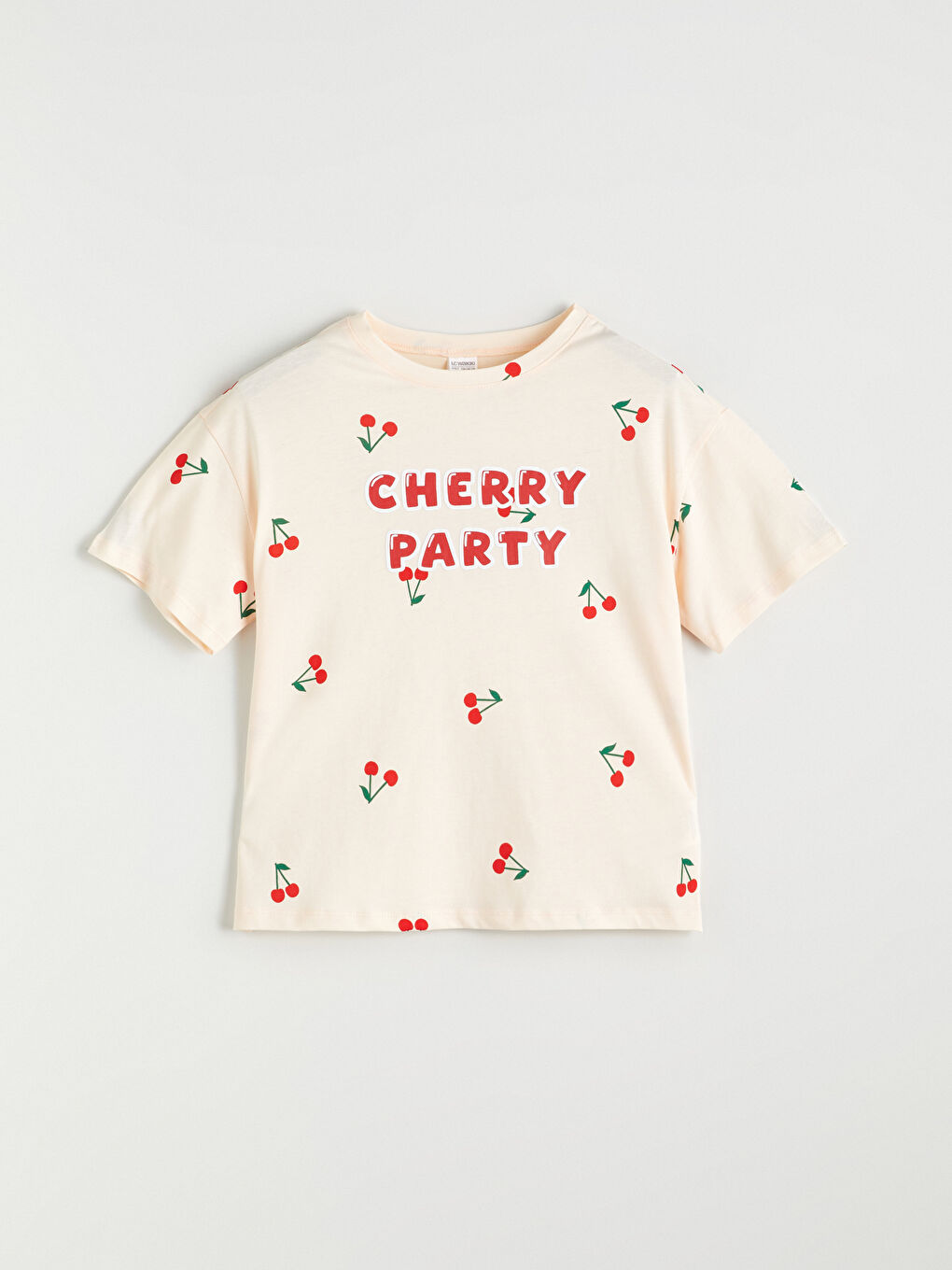 Ekru Bisiklet Yaka Kız Çocuk Şortlu Pijama Takımı-1