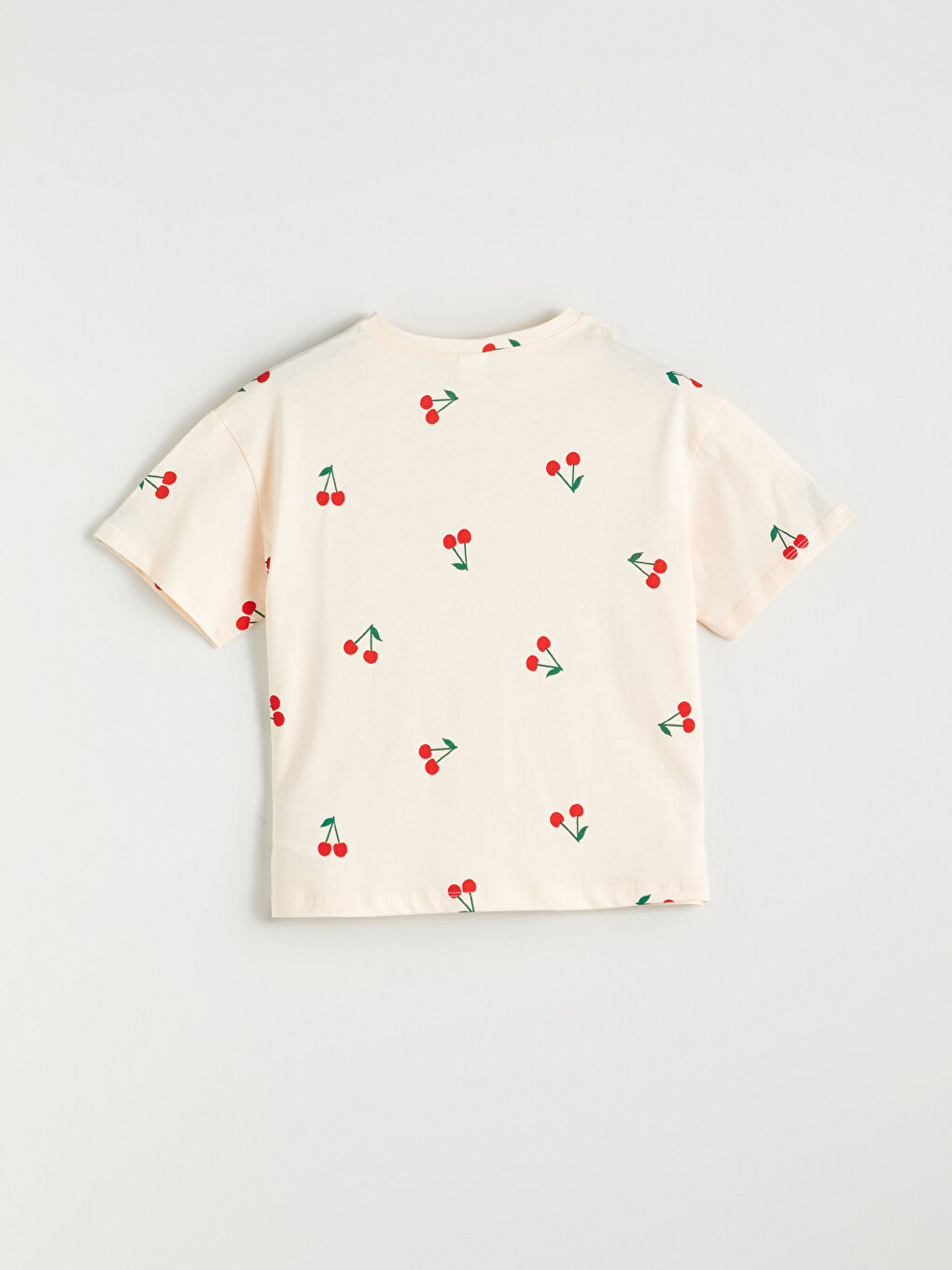 Ekru Bisiklet Yaka Kız Çocuk Şortlu Pijama Takımı-3