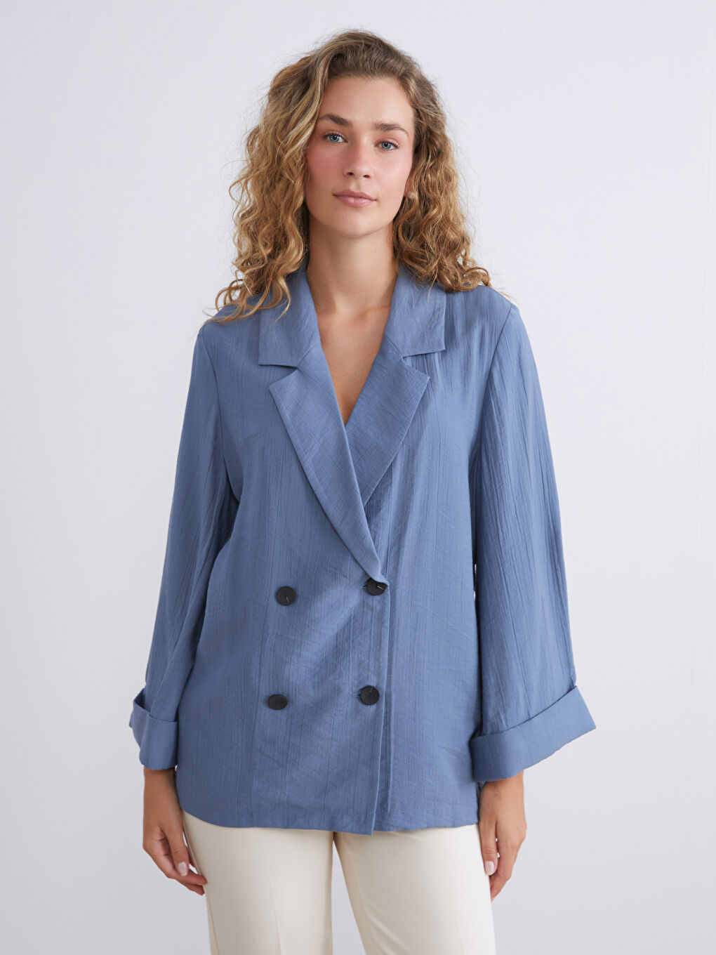 İndigo Dokulu Kadın Ceket