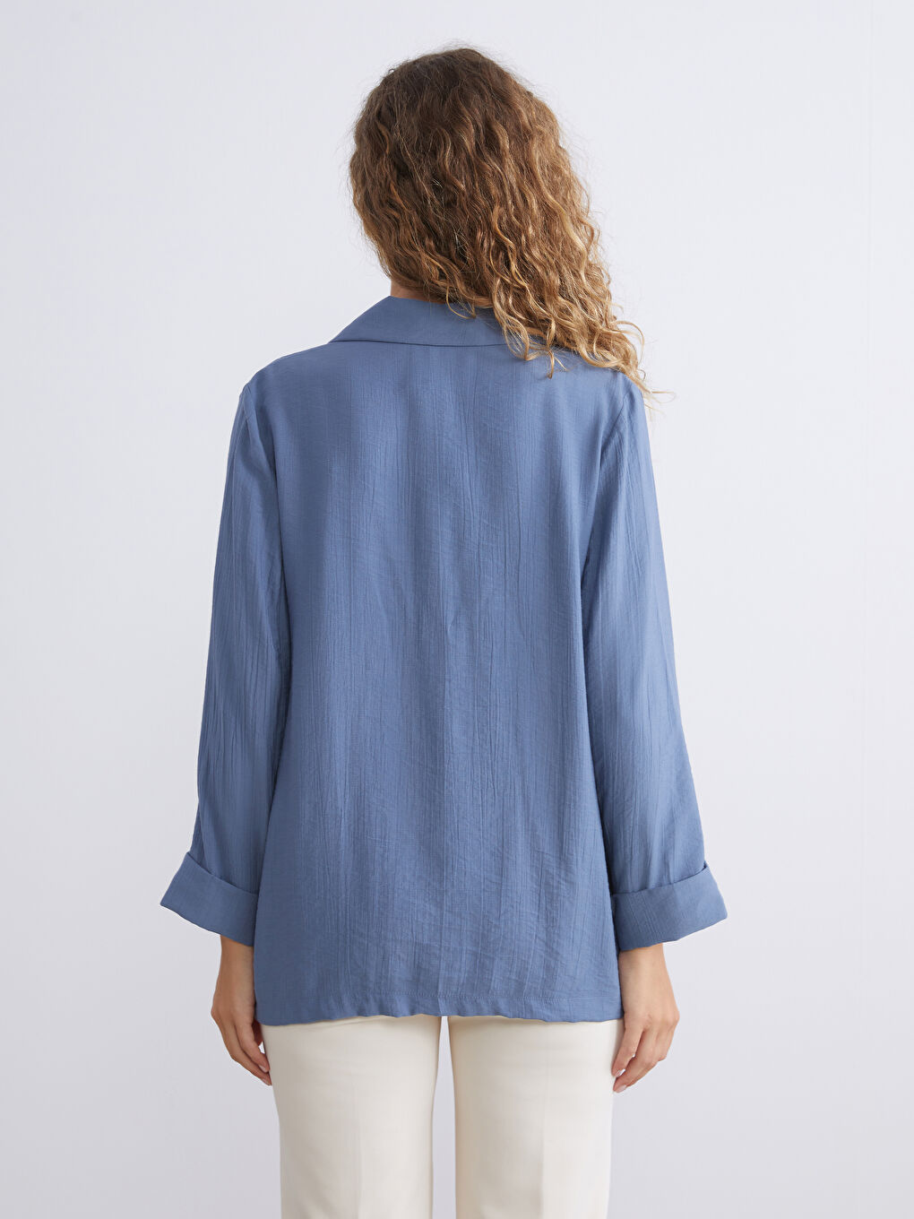 İndigo Dokulu Kadın Ceket-3