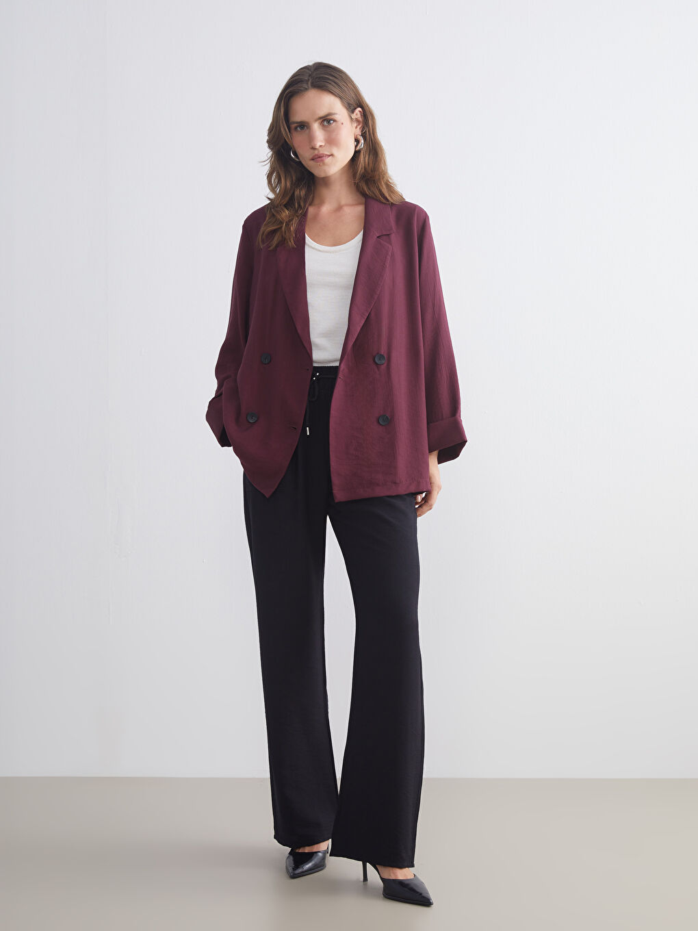 Mürdüm Dokulu Kadın Ceket-1