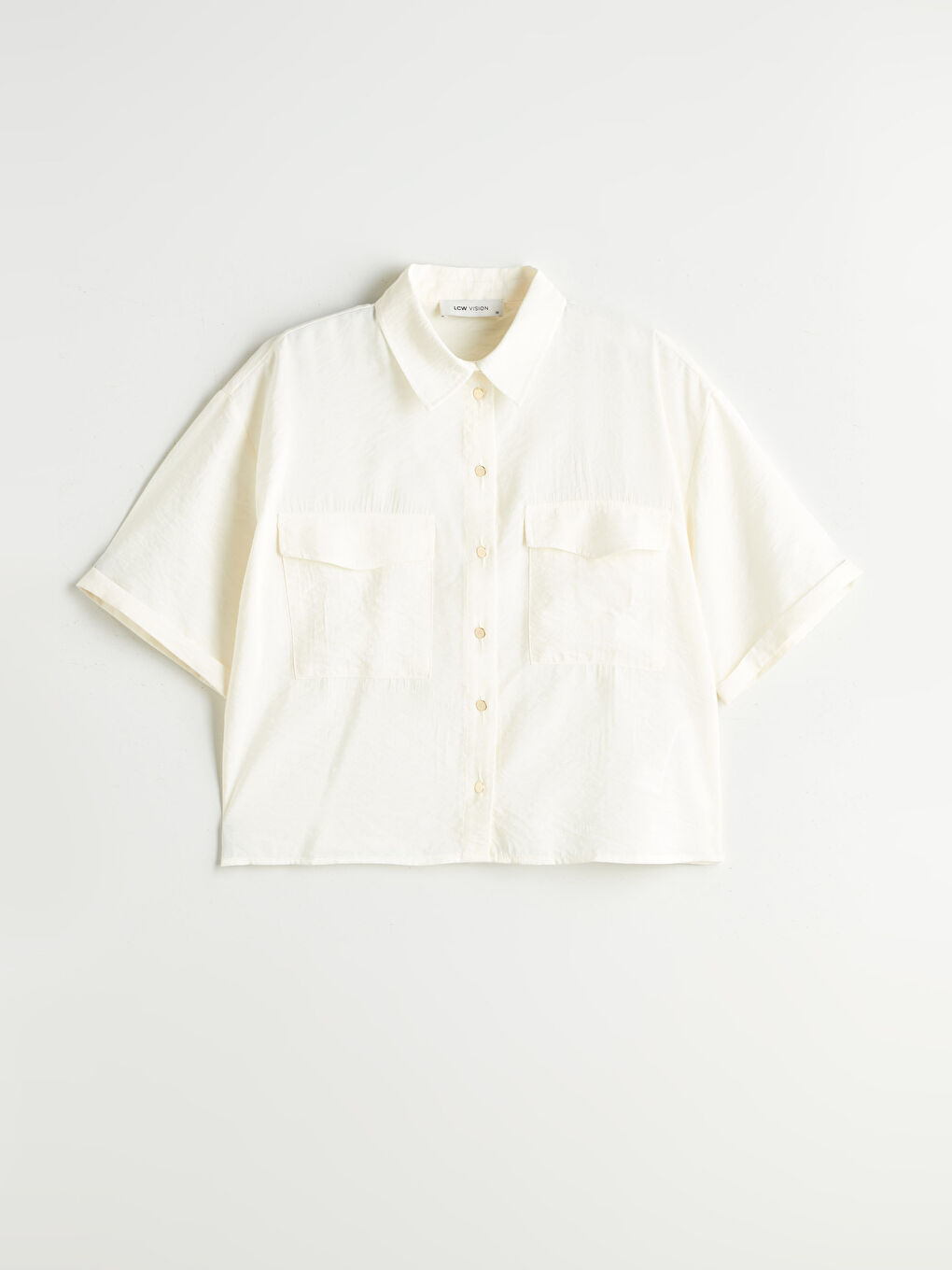 Ekru Modal Karışımlı Kadın Gömlek-9