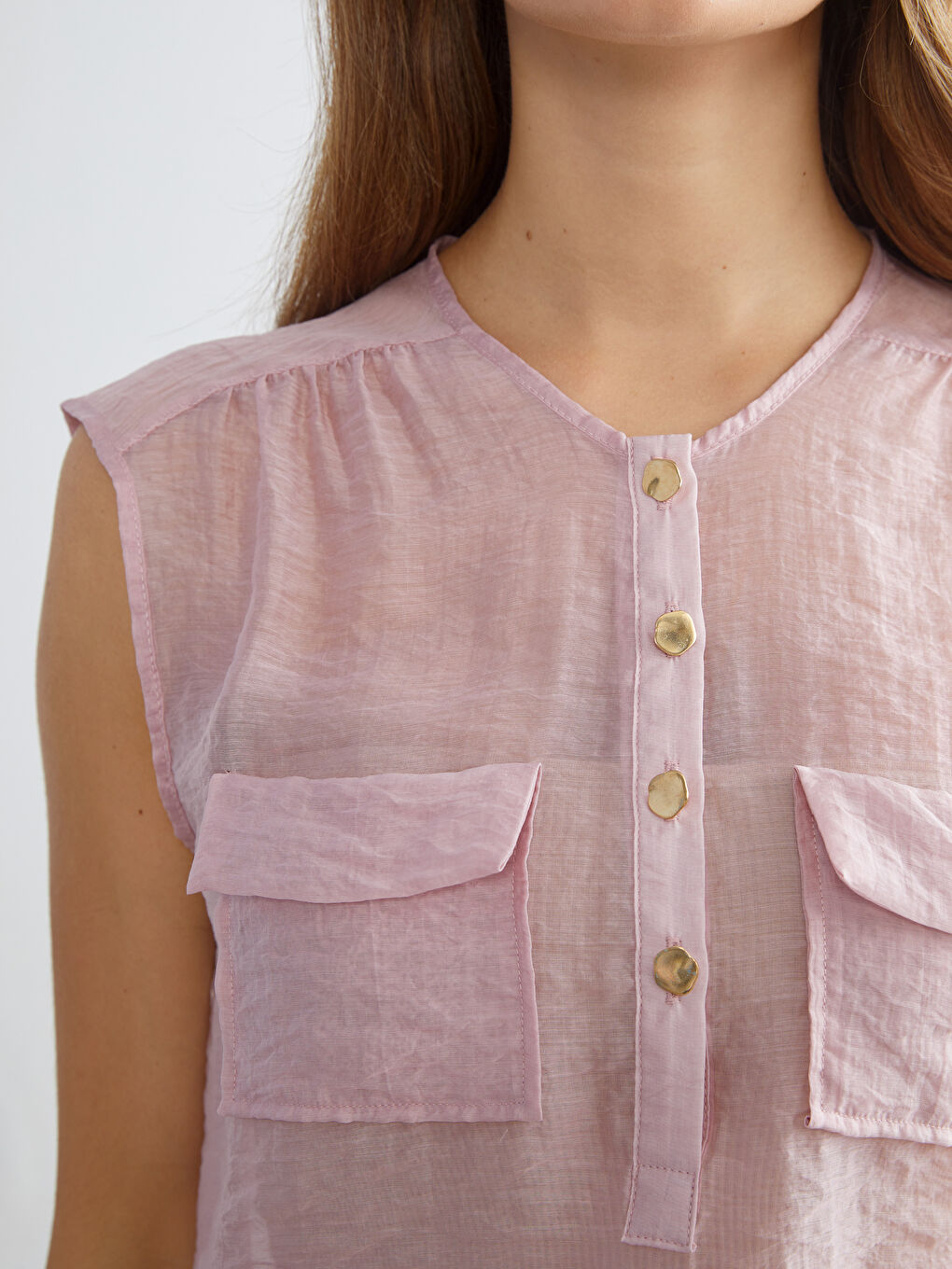 Pembe Bisiklet Yaka Bluz-2