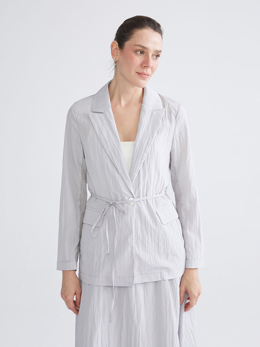 Gri Dokulu Kadın Ceket