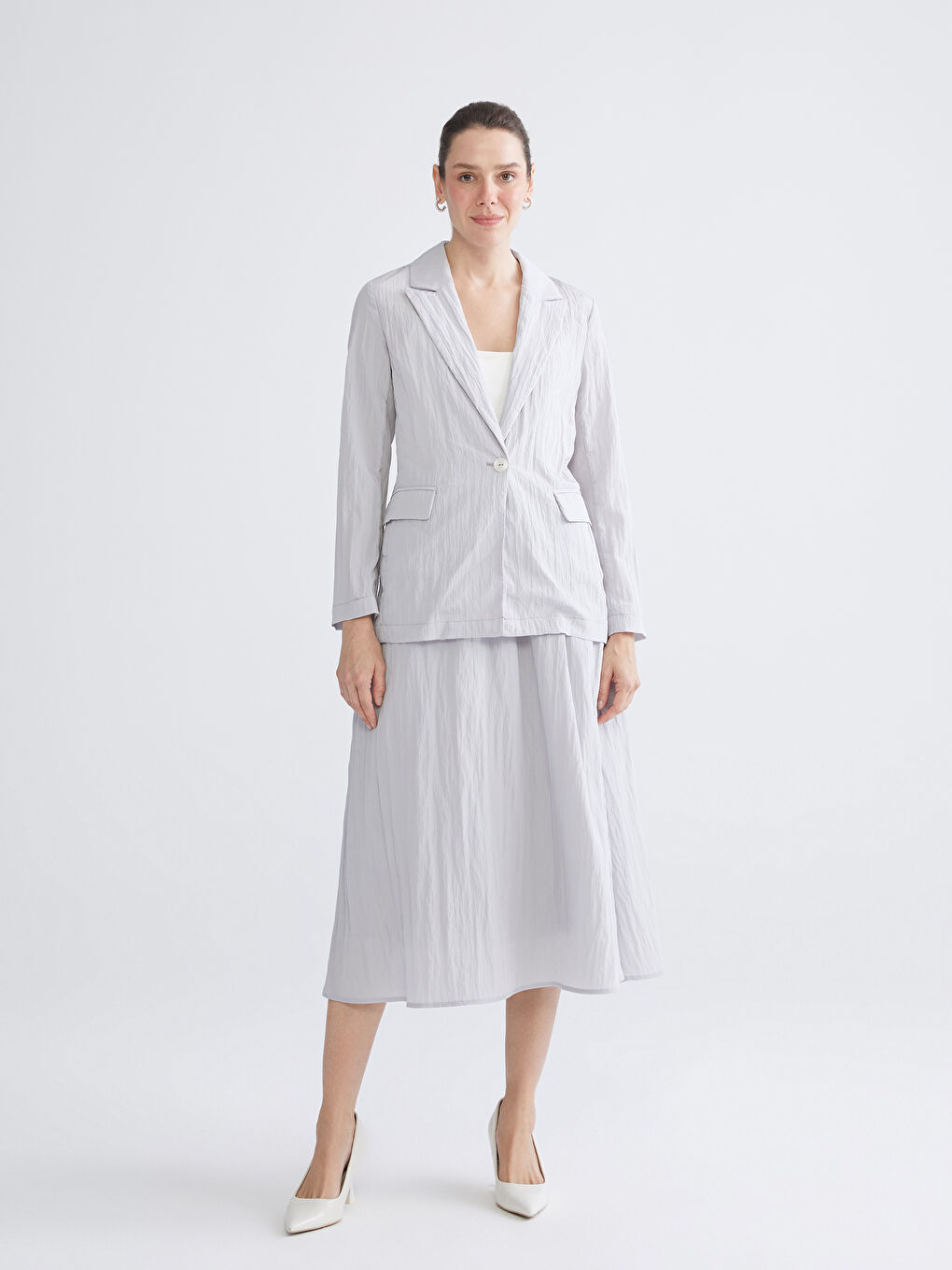 Gri Dokulu Kadın Ceket-1