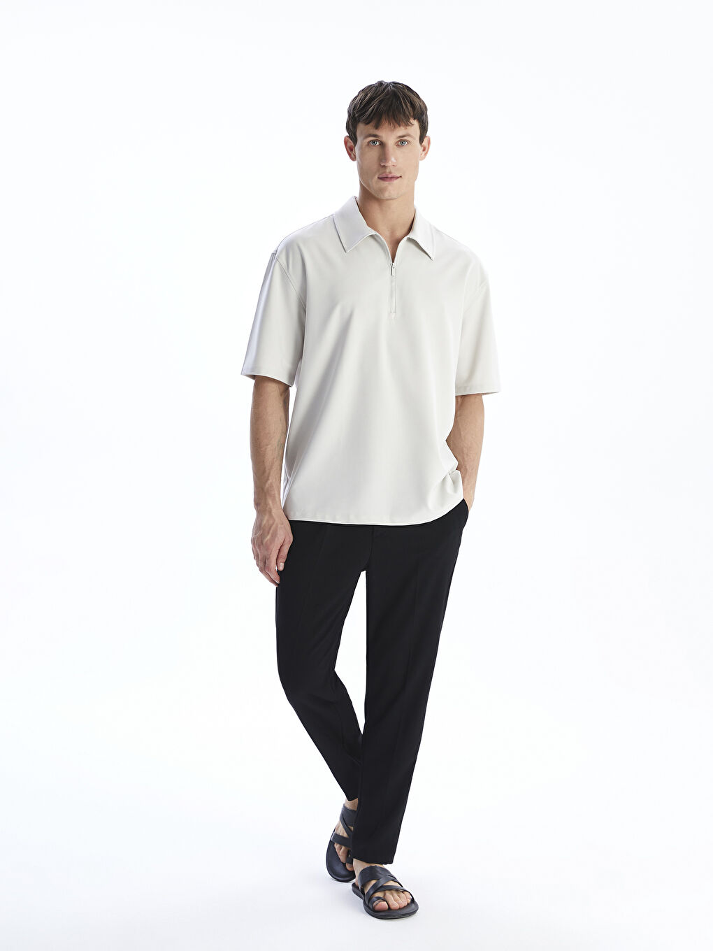 قميص رجالي بكم قصير بقصة عادية-1