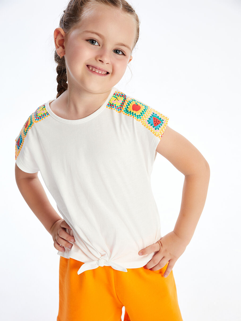 Fruit Printed Girls' Blouse and Shorts 2 Pack