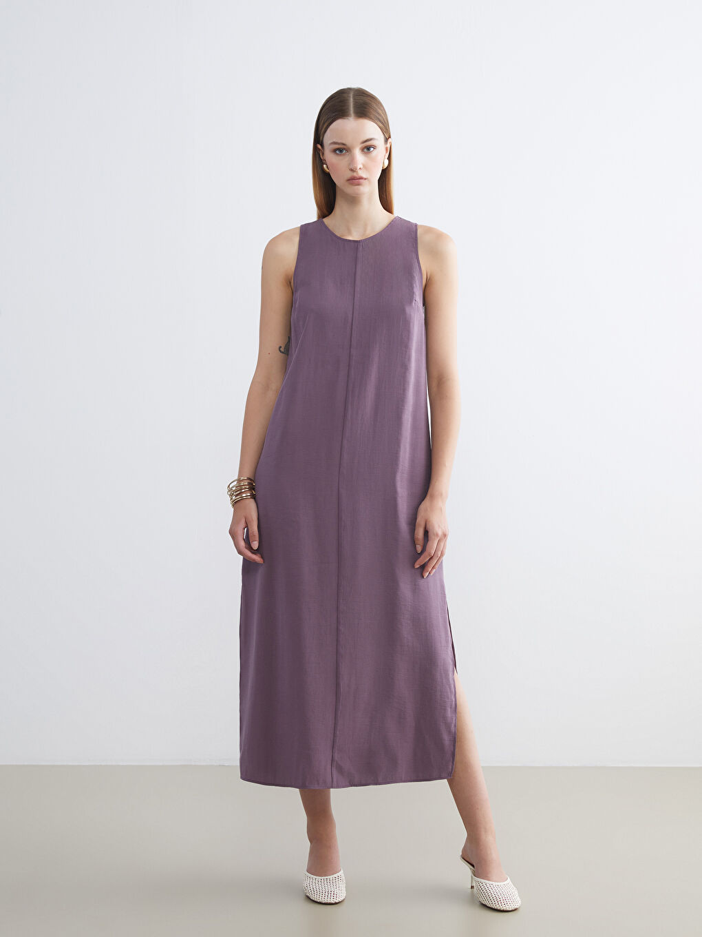 LCW Vision Crew Neck Modal Blend Dress -S5RL71Z8-14F
