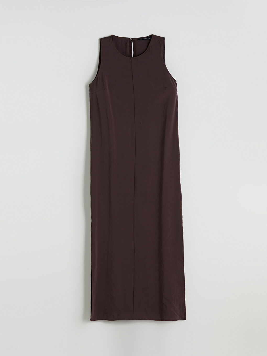 Kahverengi Bisiklet Yaka Modal Karışımlı Elbise-4