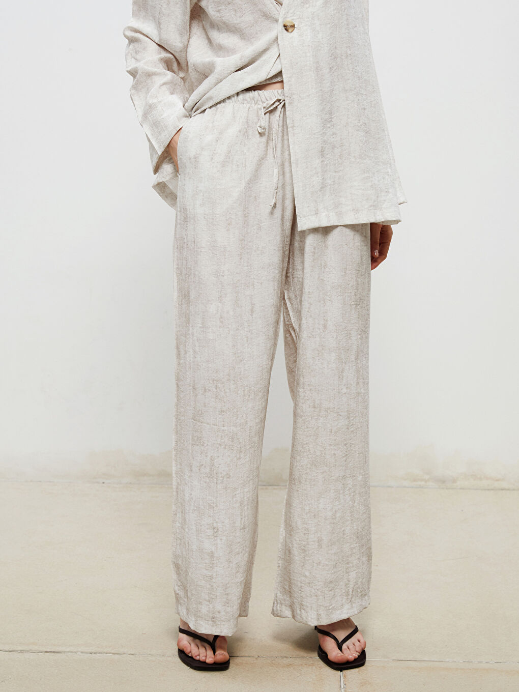 Soulife Women's Elastic Waist Linen Blend Trousers -S5RL86Z8-CV5