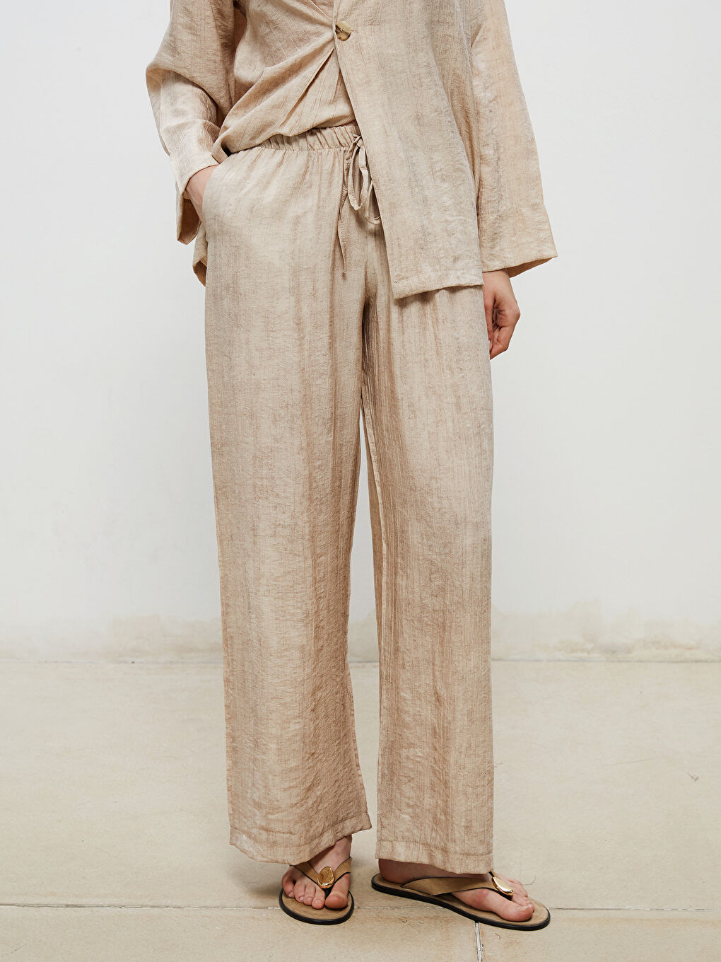 Soulife Women's Elastic Waist Linen Blend Trousers -S5RL86Z8-D6H