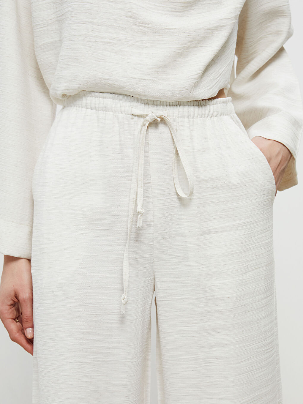 Soulife Elasticated Waist Linen-Look Women's Trousers -S5RL90Z8-HZZ