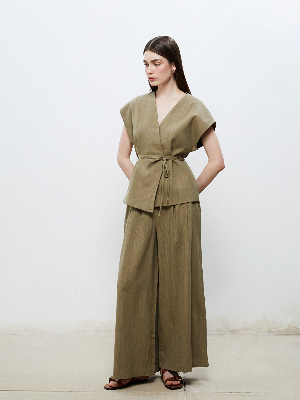 Soulife Elastic Waist Wide Leg Women's Trousers -S5RL92Z8-CS5
