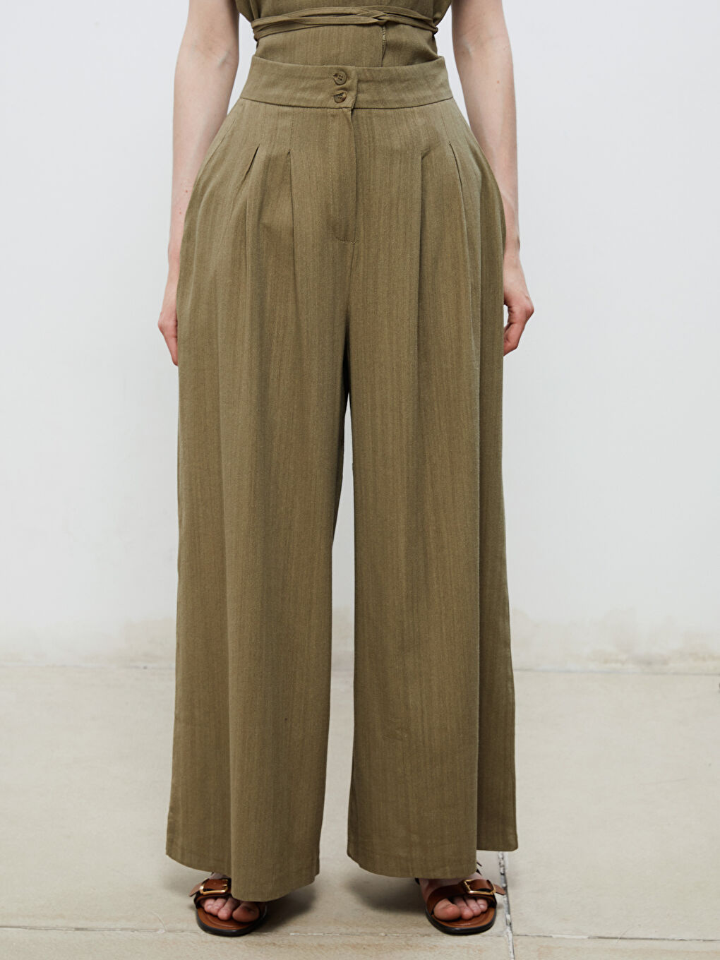 Soulife Elastic Waist Wide Leg Women's Trousers -S5RL92Z8-CS5
