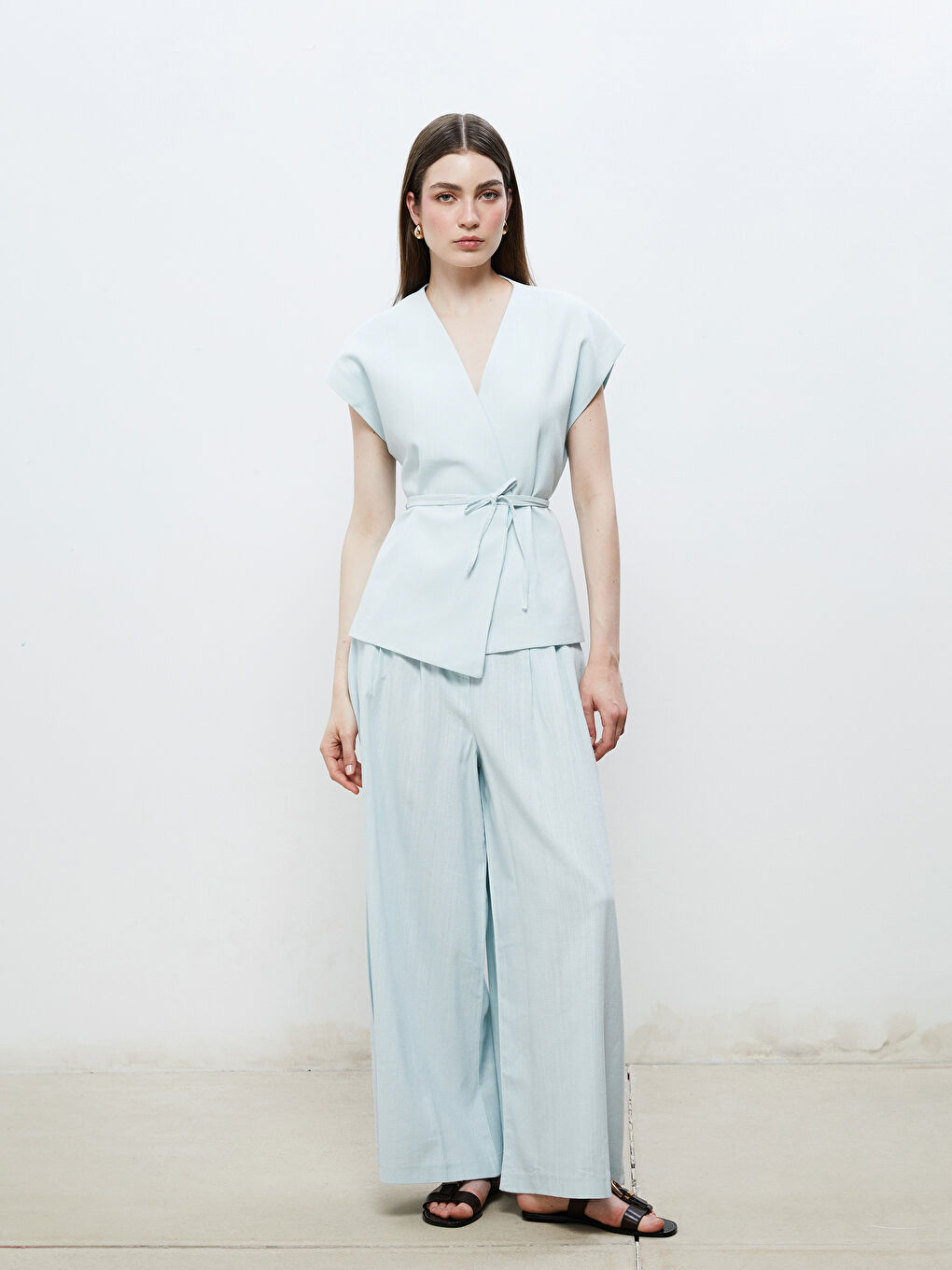 Soulife Elastic Waist Wide Leg Women's Trousers -S5RL92Z8-CSV