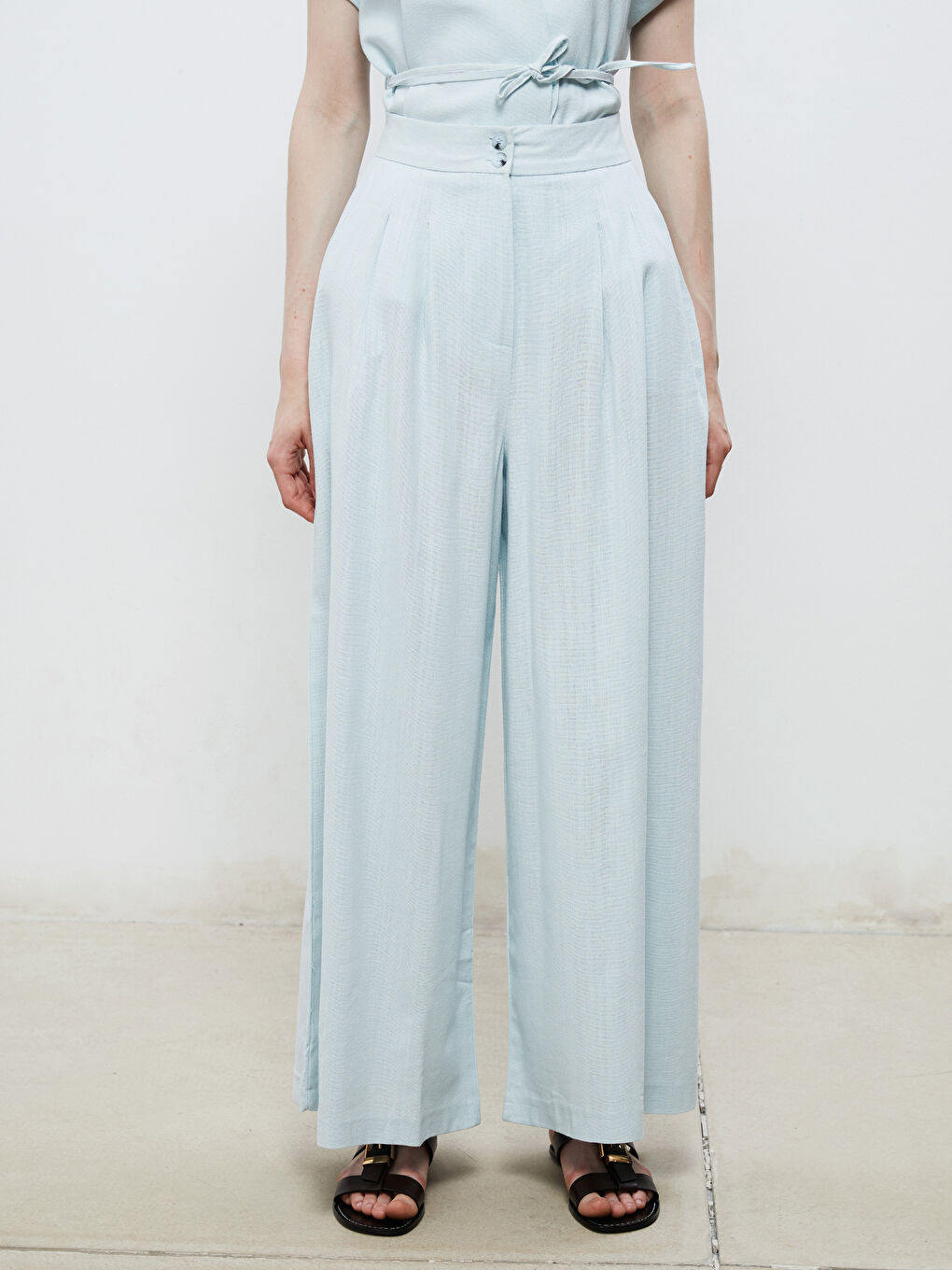 Soulife Elastic Waist Wide Leg Women's Trousers -S5RL92Z8-CSV