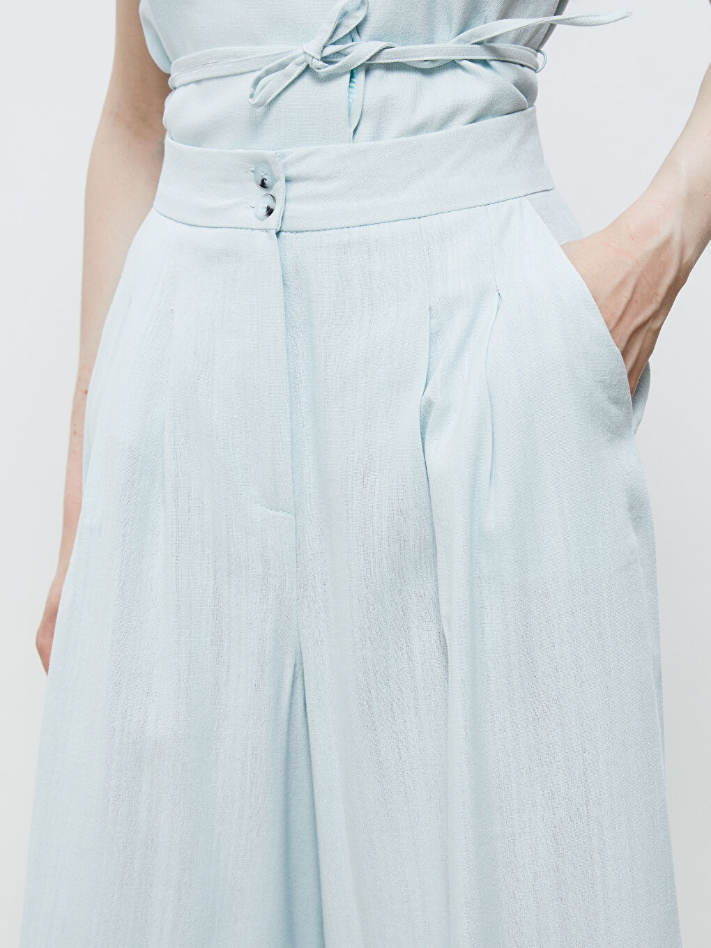 Soulife Elastic Waist Wide Leg Women's Trousers -S5RL92Z8-CSV