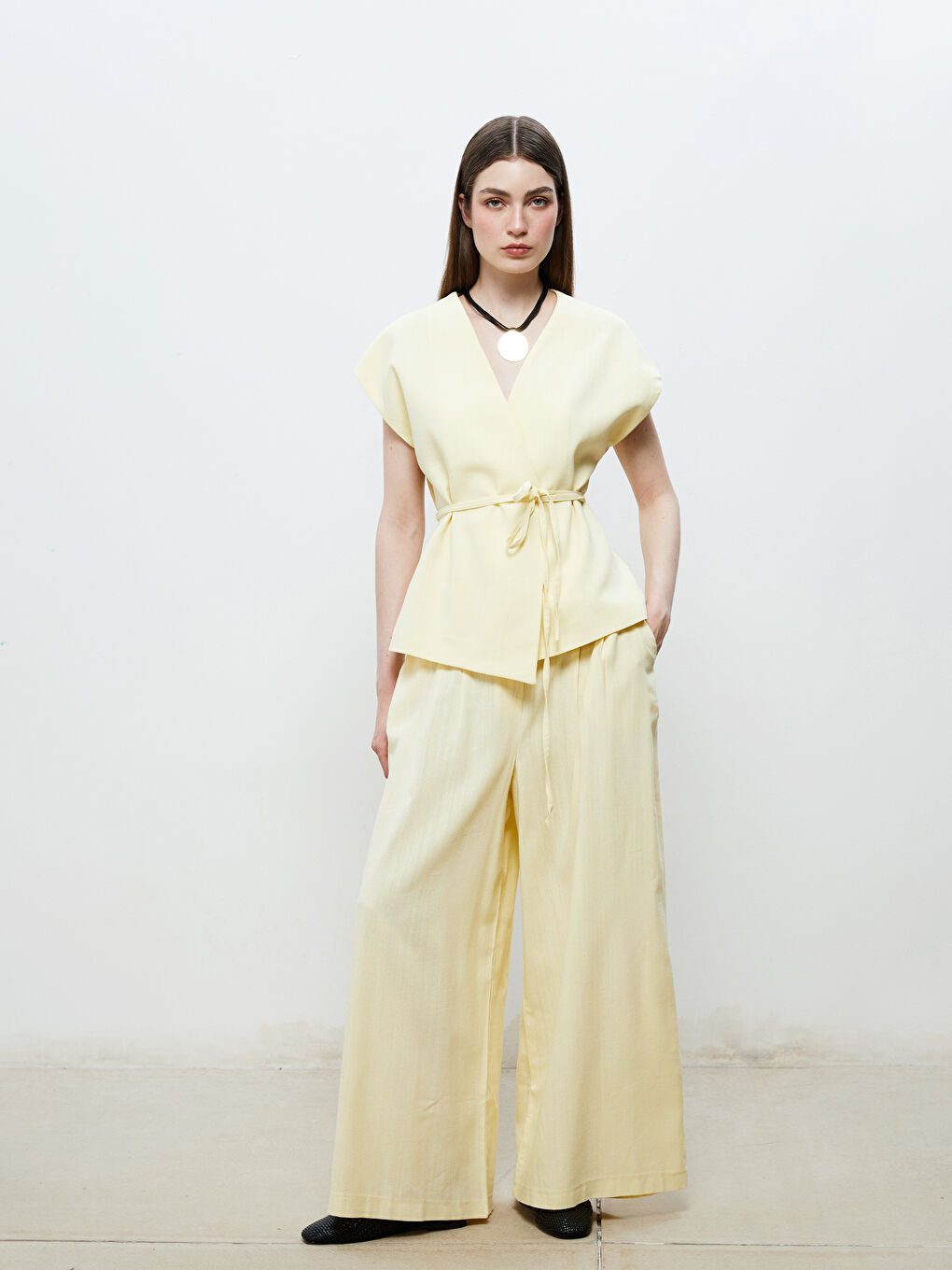 Soulife Elastic Waist Wide Leg Women's Trousers -S5RL92Z8-FRL