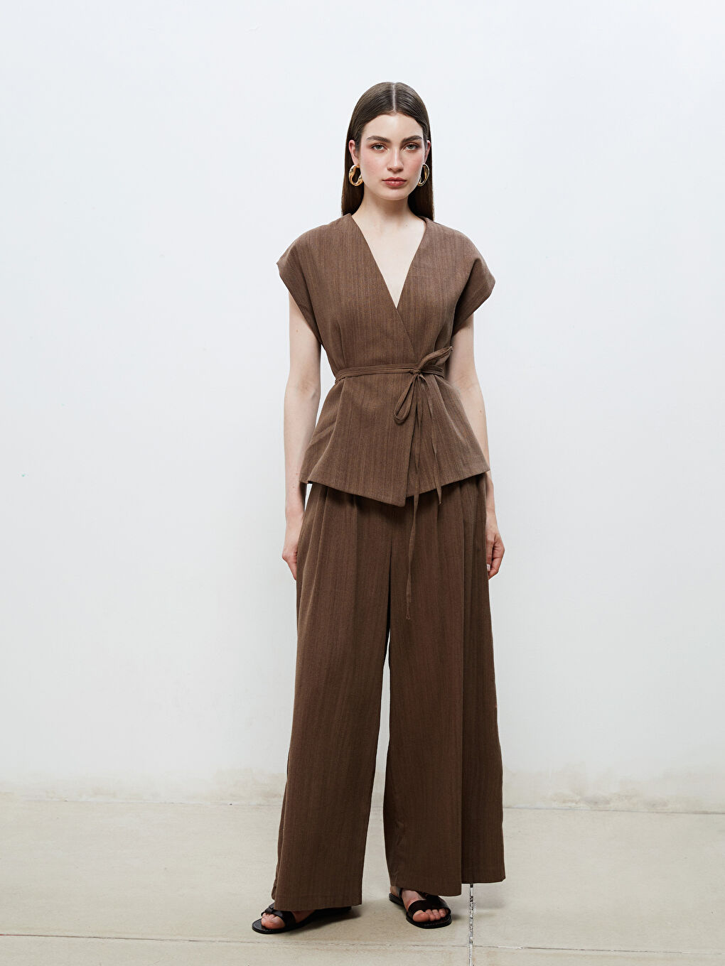 Soulife Elastic Waist Wide Leg Women's Trousers -S5RL92Z8-J0W