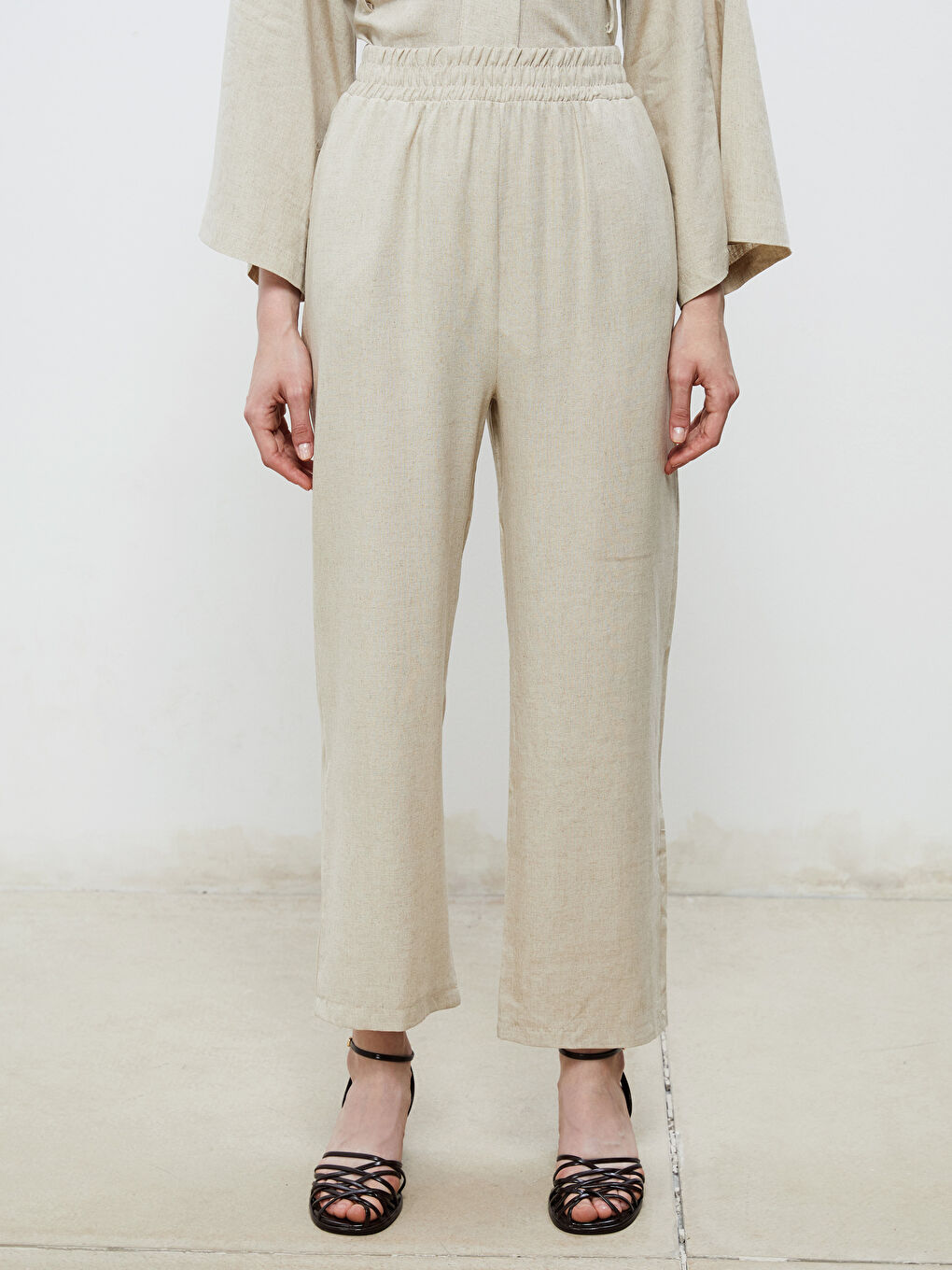 Soulife Elasticated Waist Linen-Look Women's Trousers -S5RL99Z8-HZZ